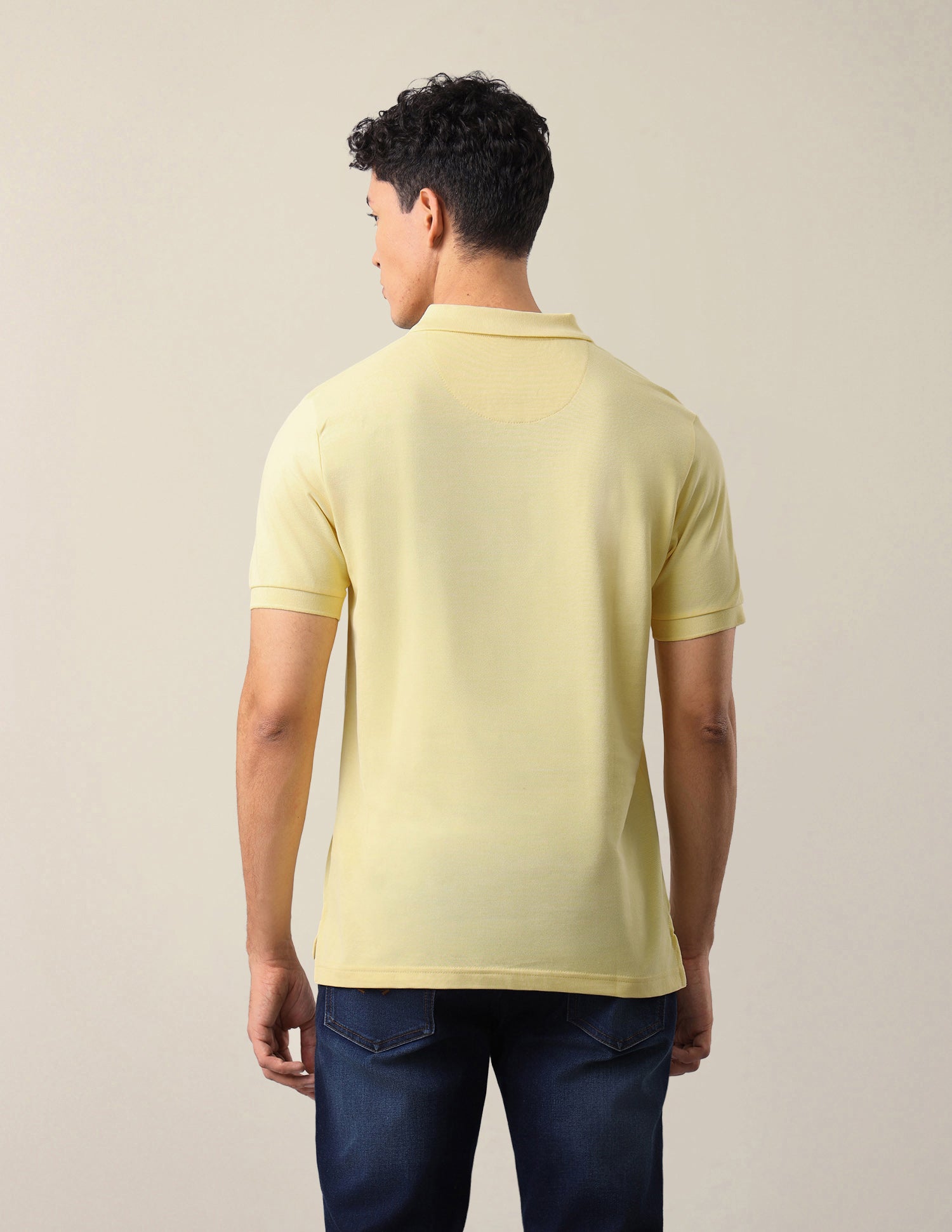 Brand Printed Slim Fit Polo Shirt Yellow - U.S. Polo Assn. India | Large