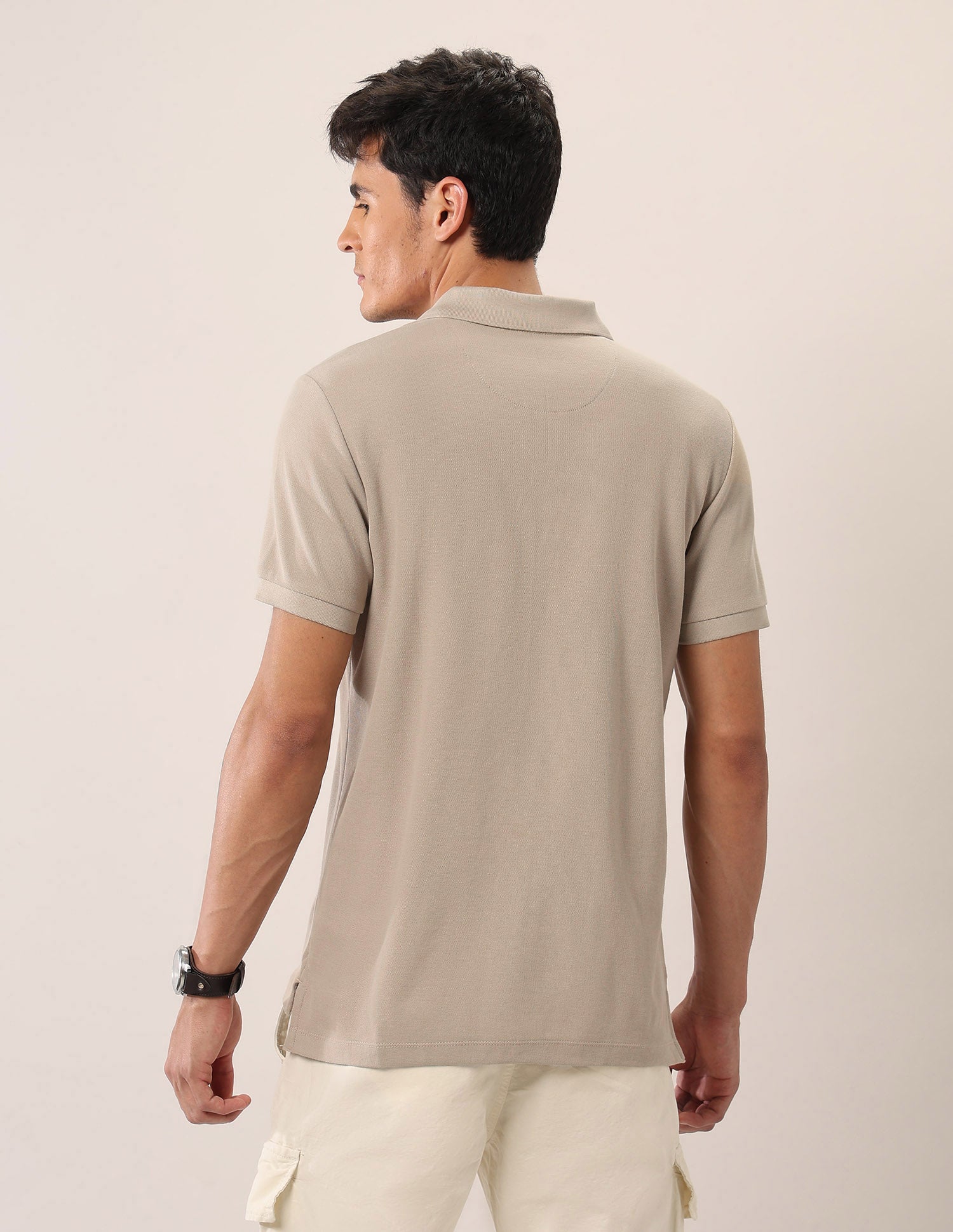 Brand Embossed Muscle Fit Polo Shirt Beige - U.S. Polo Assn. India | Large