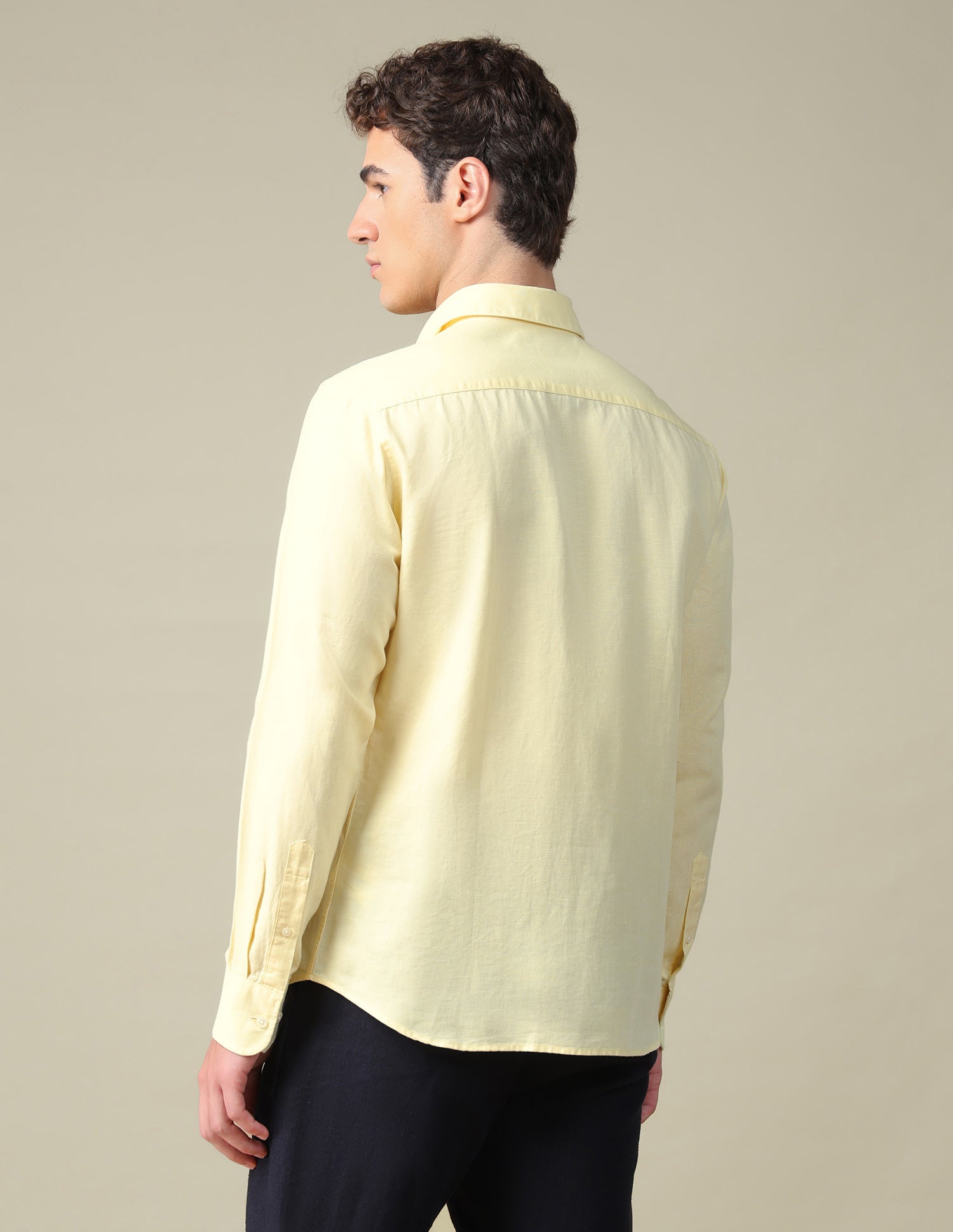 Solid Tailored Fit Shirt Light Yellow - U.S. Polo Assn. India | Large