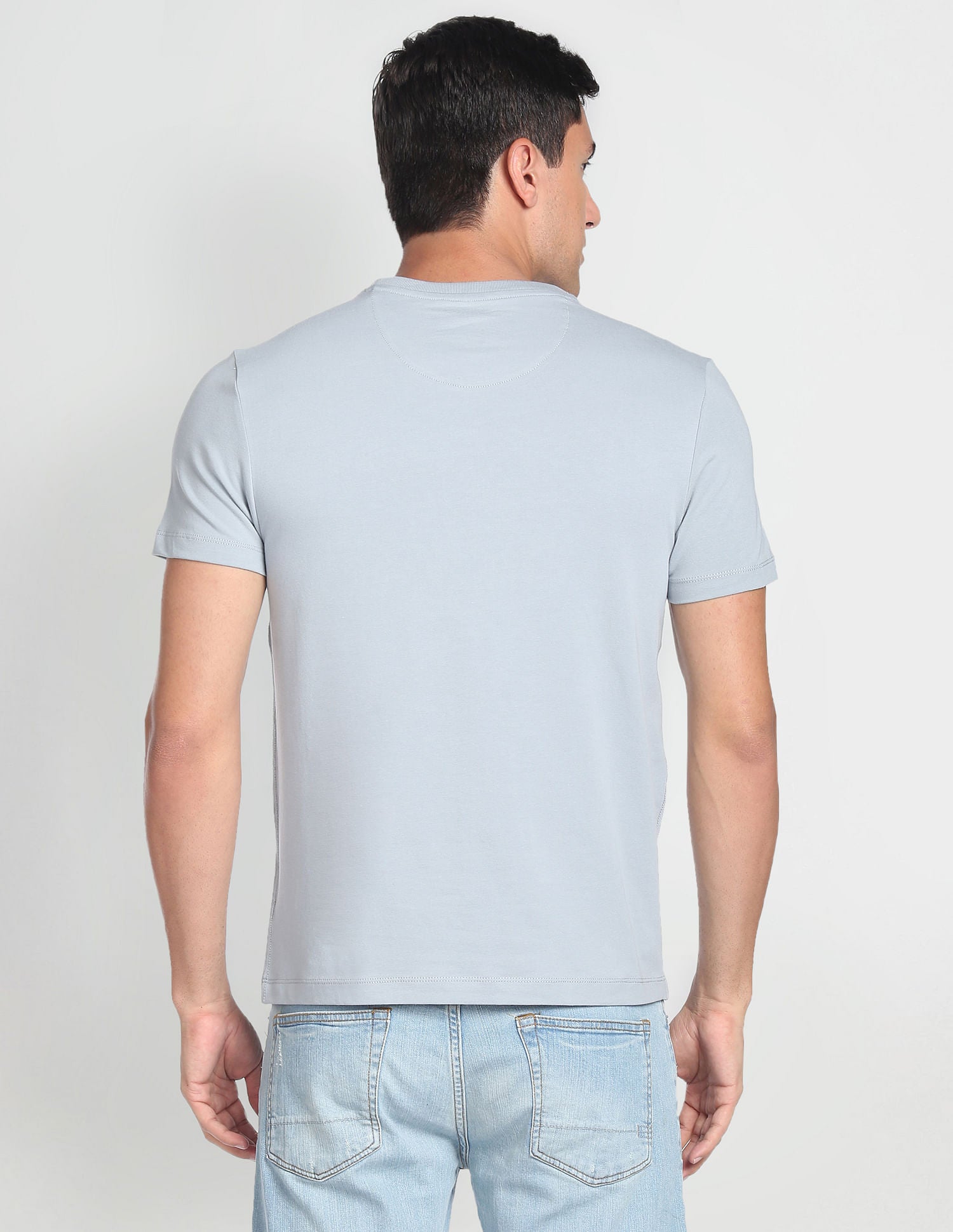 Crew Neck Brand Print T-Shirt Light Blue - U.S. POLO ASSN. | Large