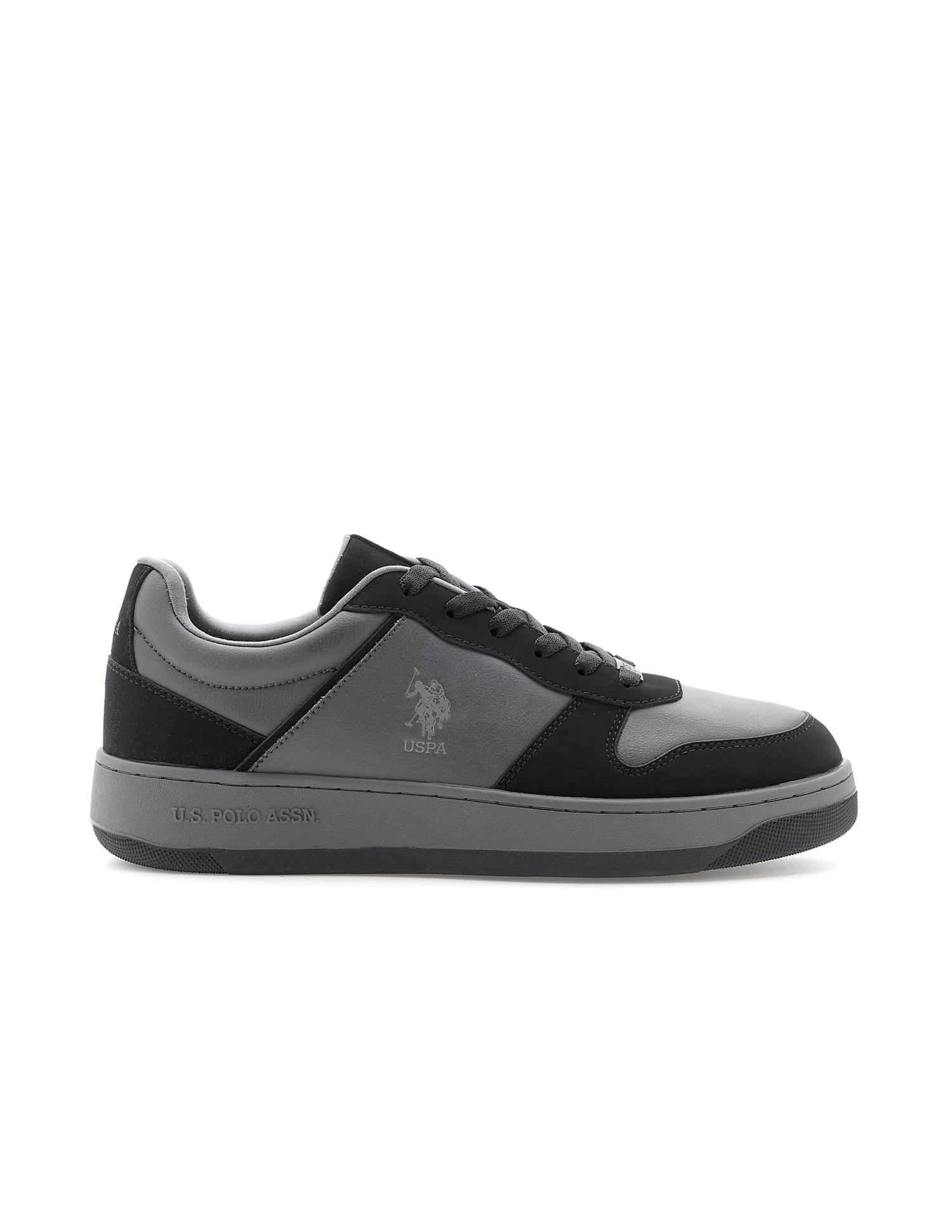Men Colour Block Jaxon Sneakers Black and Grey - U.S. Polo Assn. India | Large