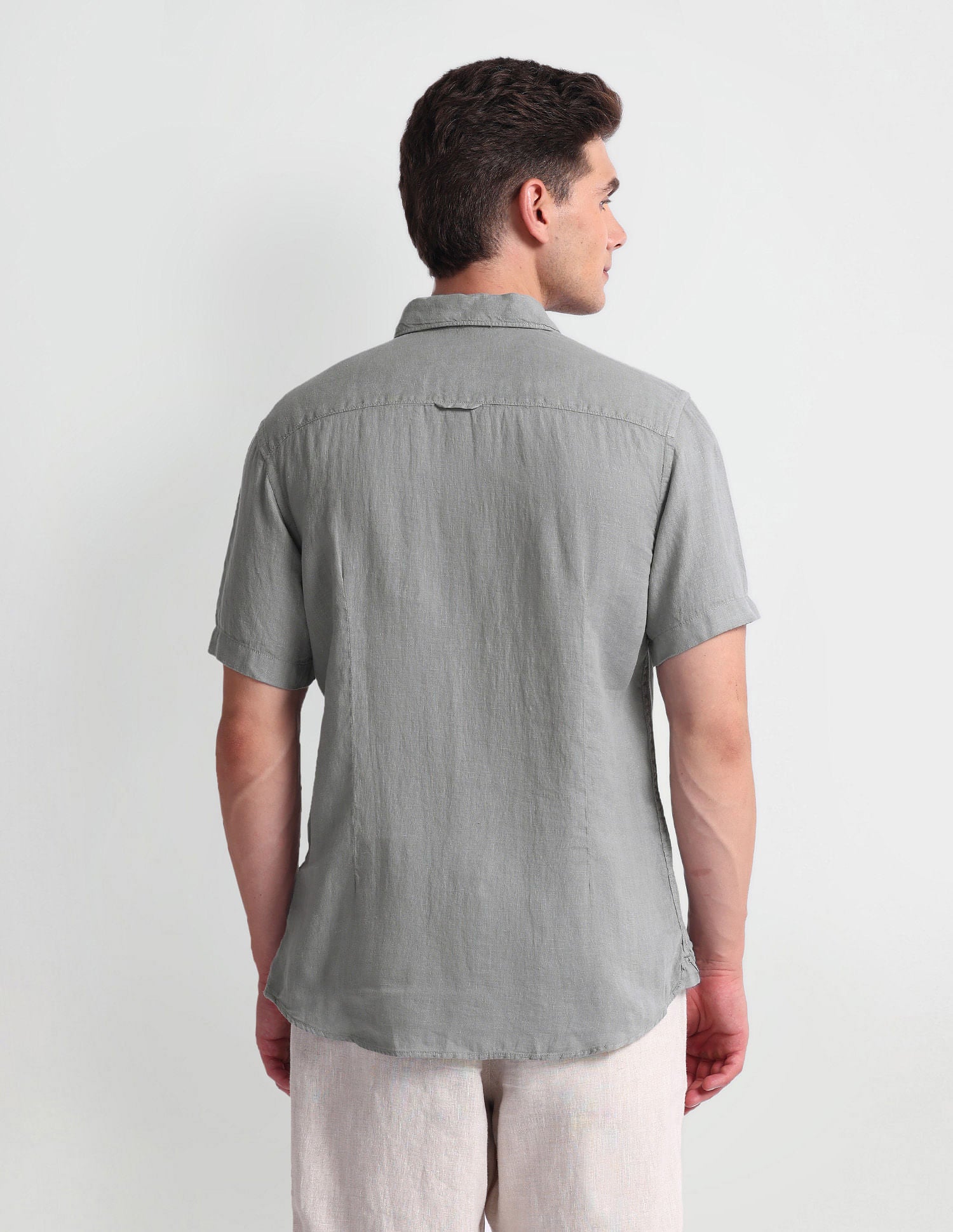 Slim Fit Solid Shirt Light Grey - U.S. Polo Assn. India | Large