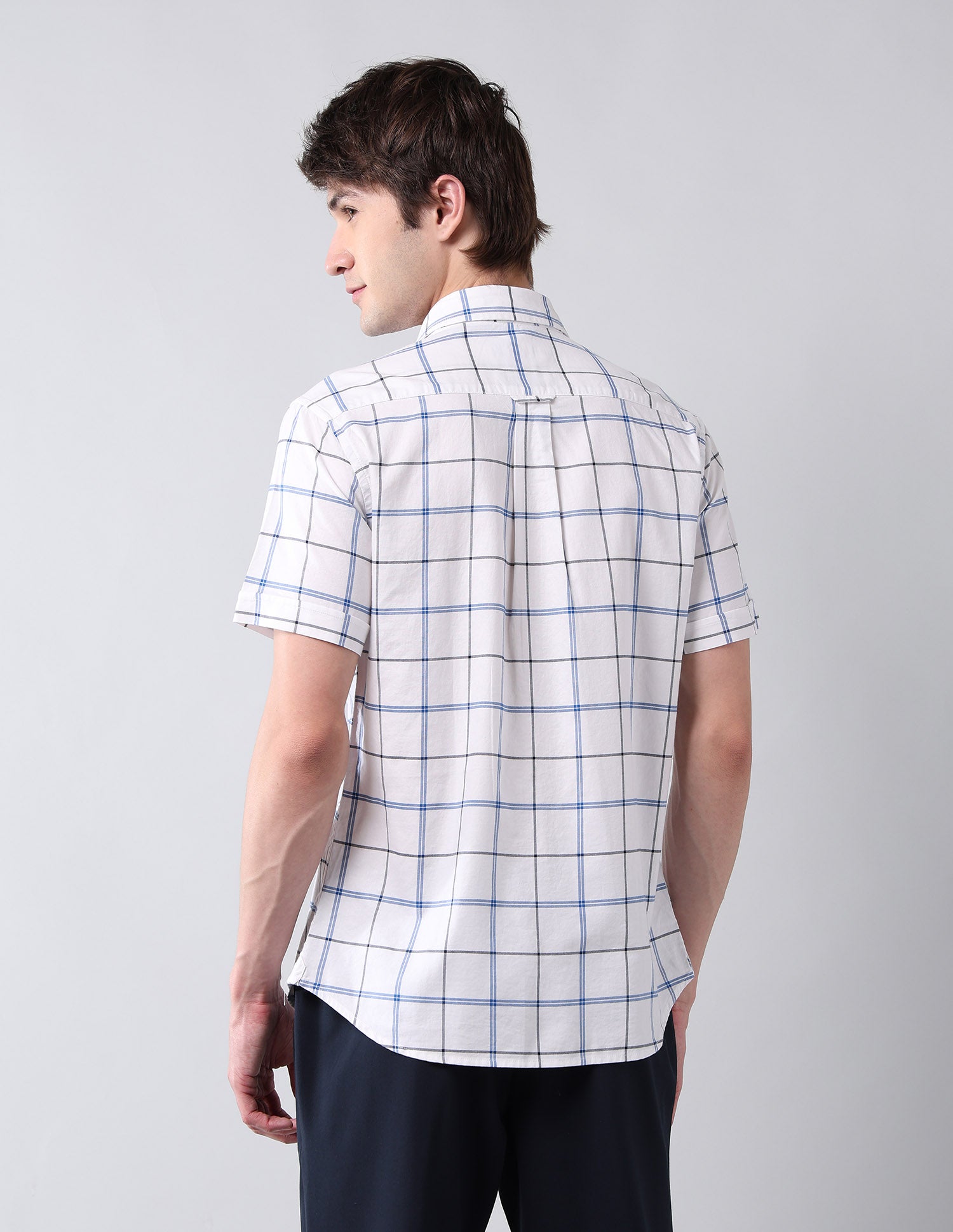 Grid Tattersall Checked Pure Cotton Shirt Blue - U.S. Polo Assn. India | Large
