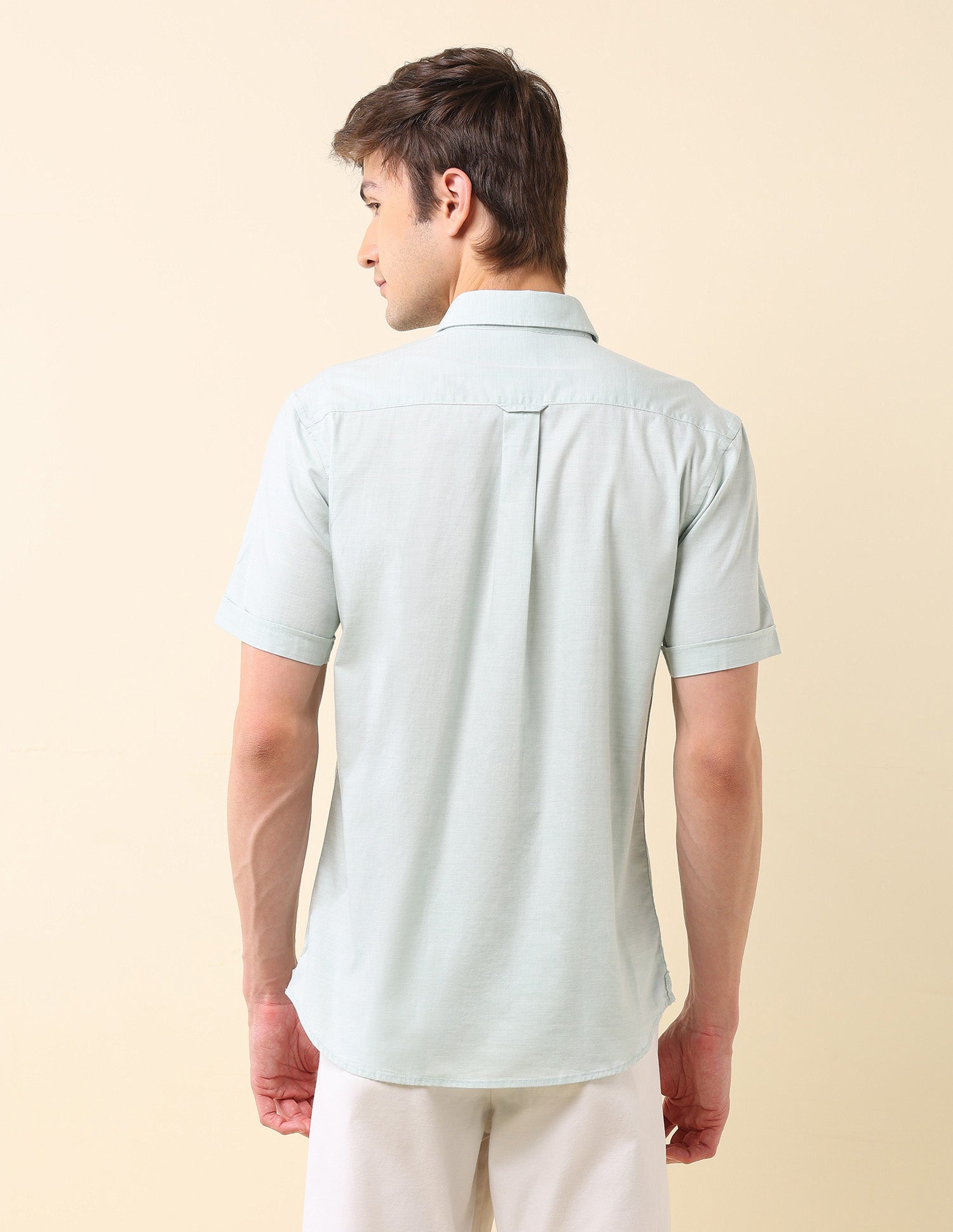 Pure Cotton Tailored Fit Shirt Green - U.S. Polo Assn. India | Large