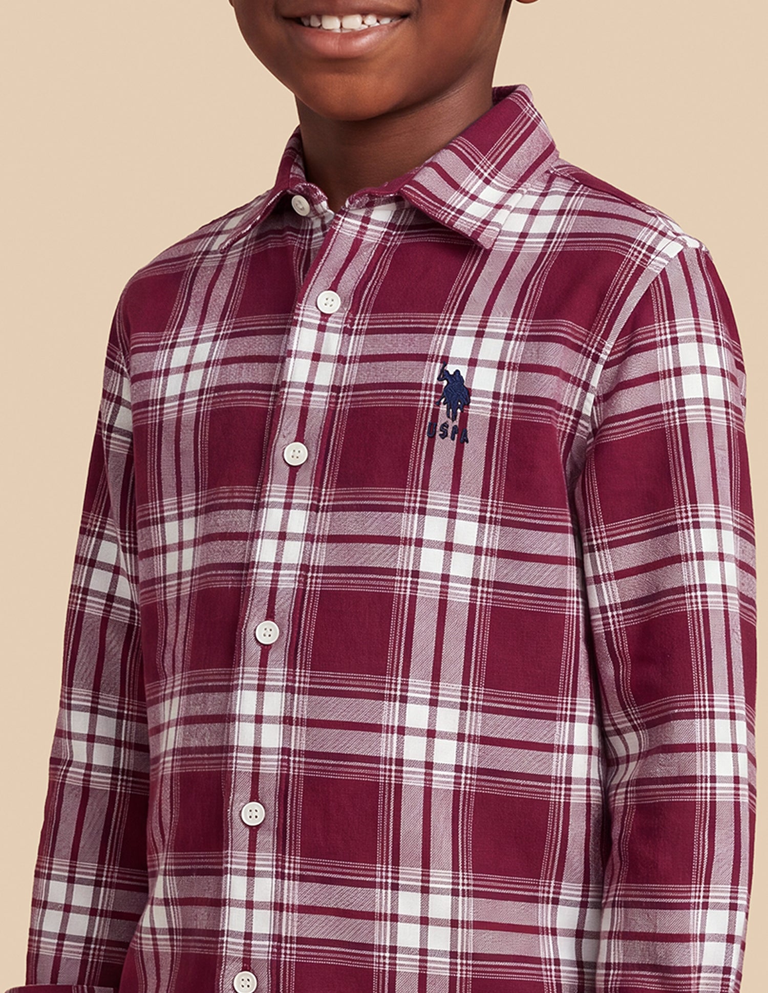 Plaid Checked Twill Shirt Red - U.S. Polo Assn. India | Large
