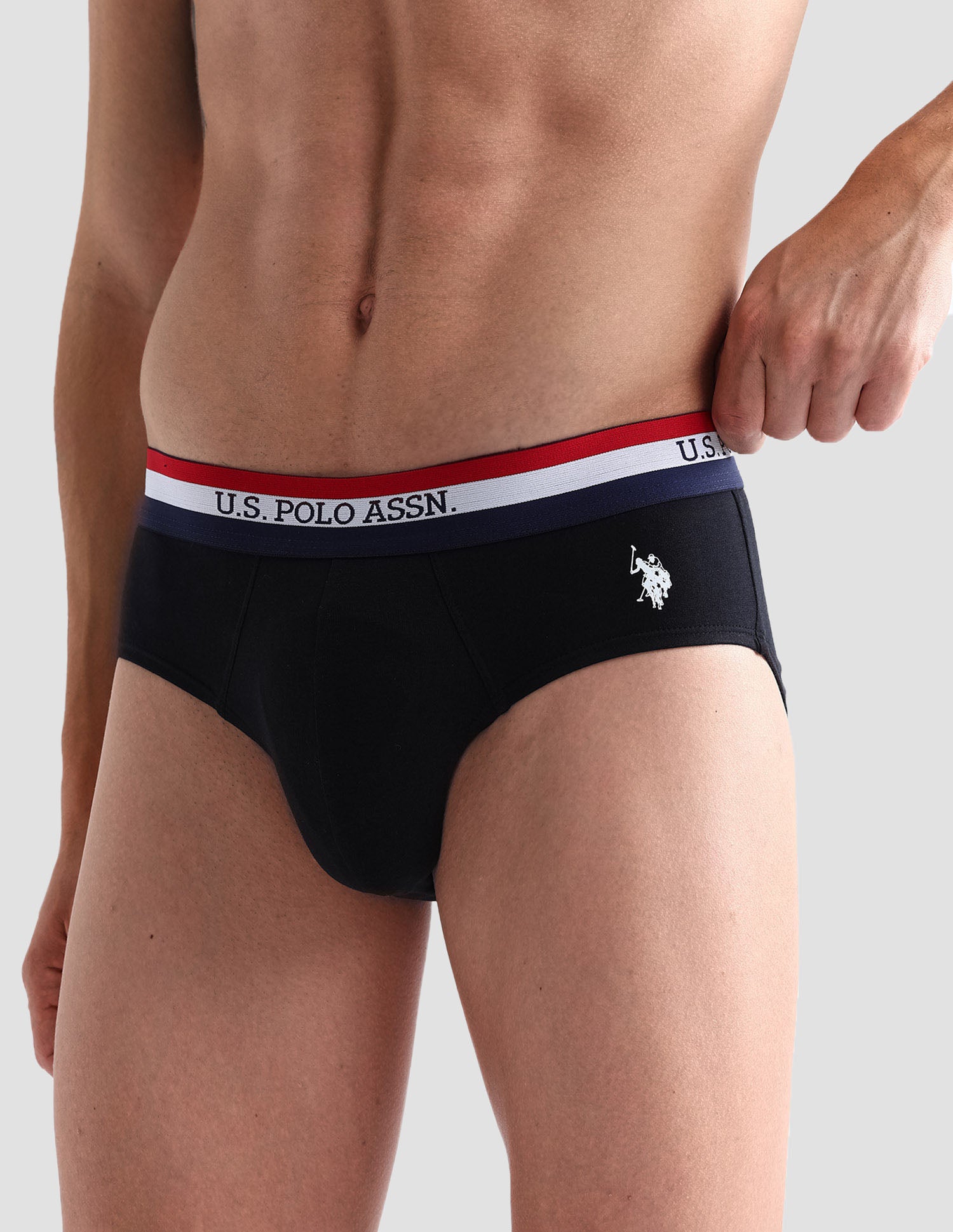 Striped Waistband EB002 Briefs - Pack Of 2 Black and Blue - U.S. POLO ASSN. | Large