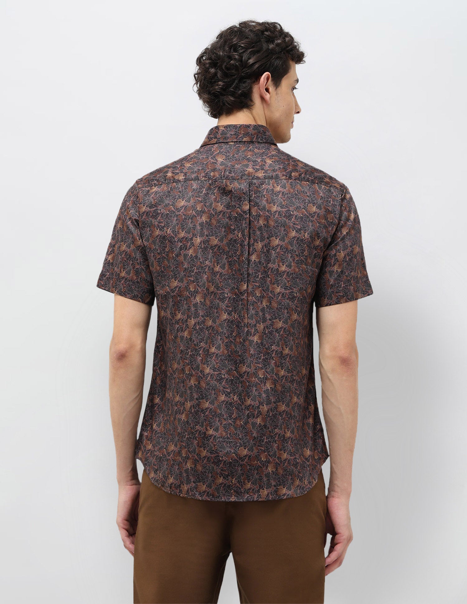 Floral Printed Tailored Fit Shirt Choco - U.S. POLO ASSN. | Large