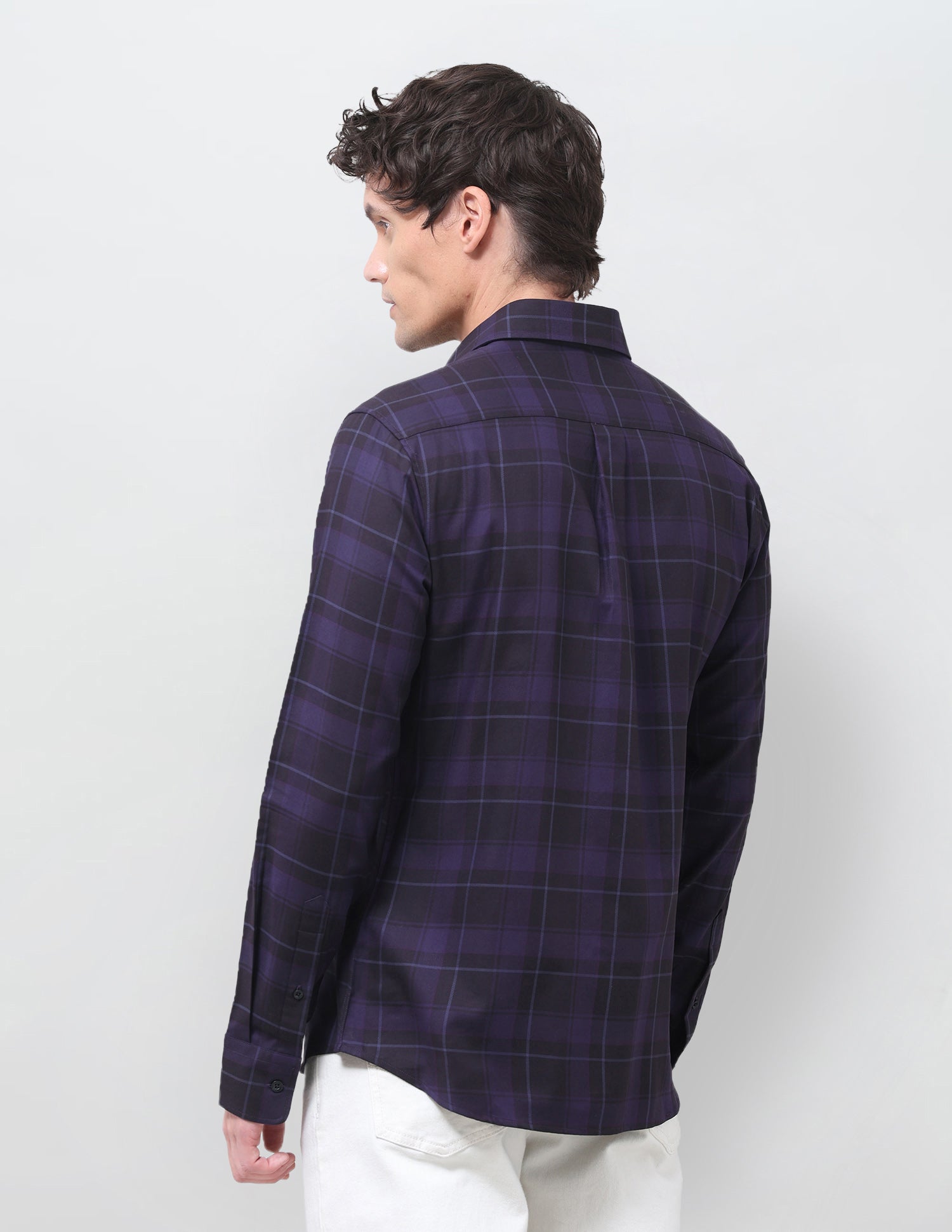 Tartan Checked Twill Shirt Dark Purple - U.S. Polo Assn. India | Large