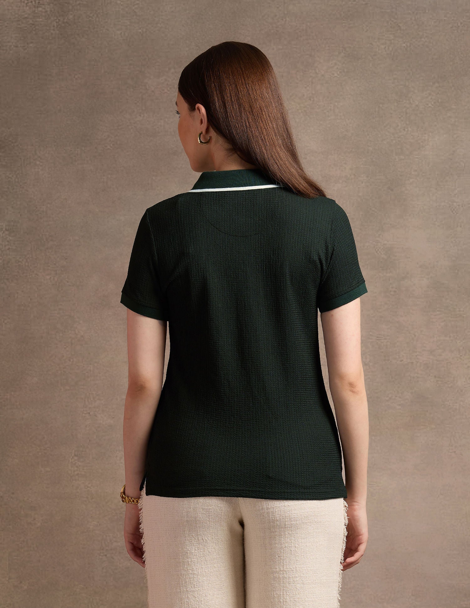 Tipped Collar Textured Polo Shirt Green - U.S. POLO ASSN. | Large