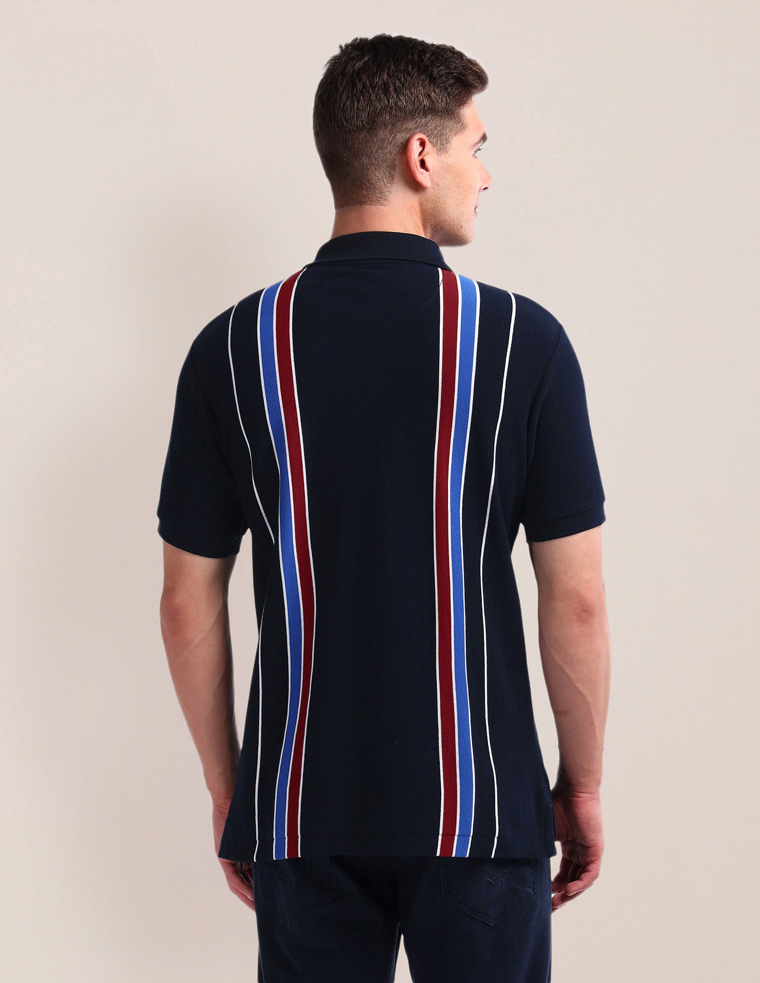 Vertical Stripe Pique Polo Shirt Navy - U.S. Polo Assn. India | Large