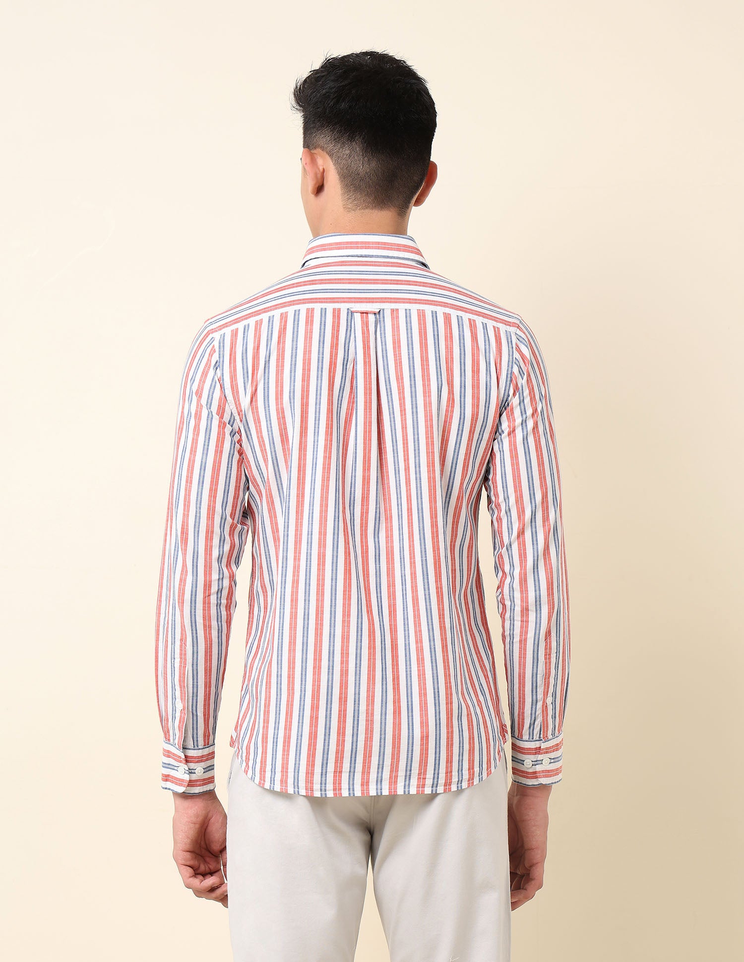 Vertical Striped Pure Cotton Shirt Red - U.S. Polo Assn. India | Large