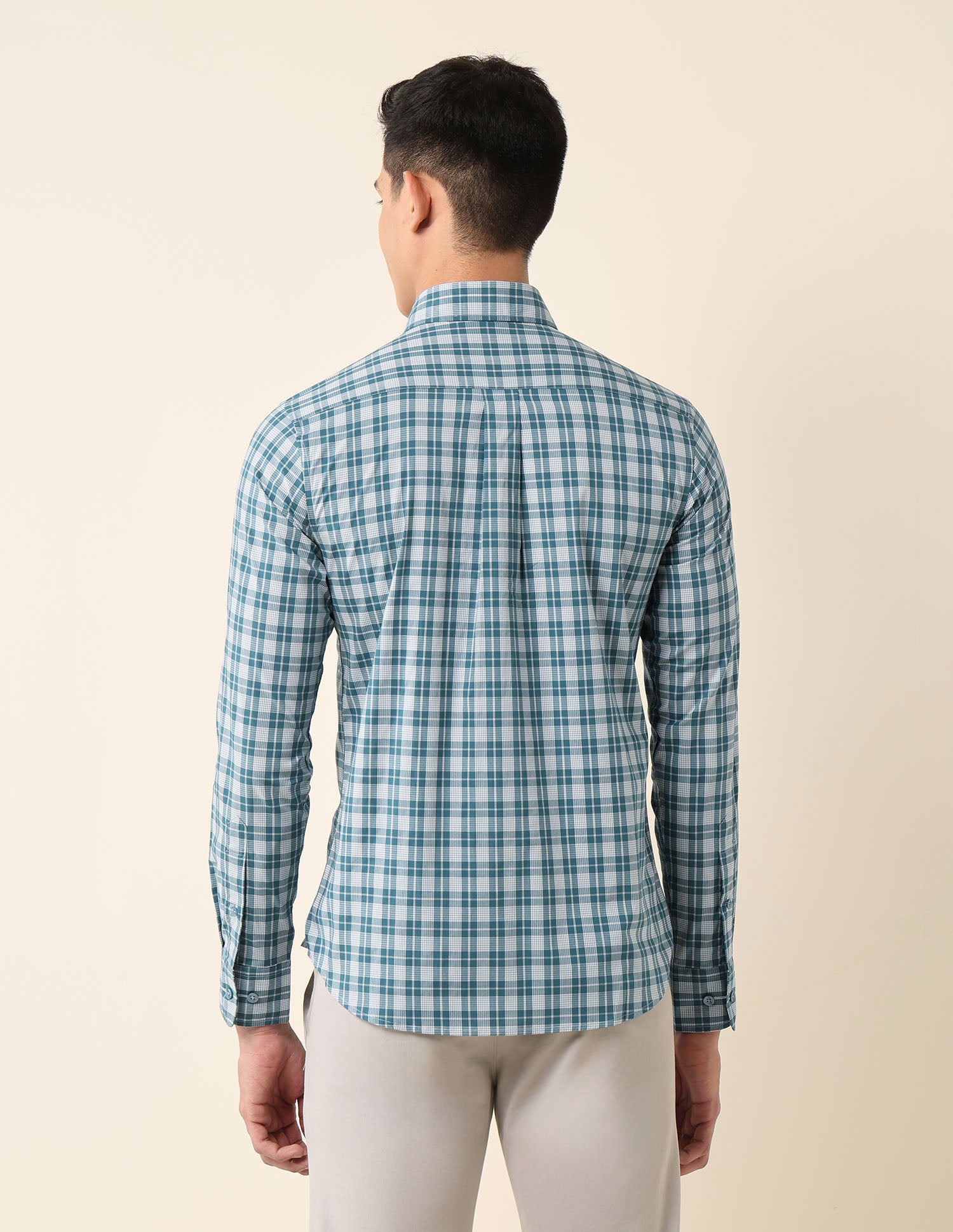 Tailored Fit Plaid Checked Shirt Teal - U.S. Polo Assn. India | Large