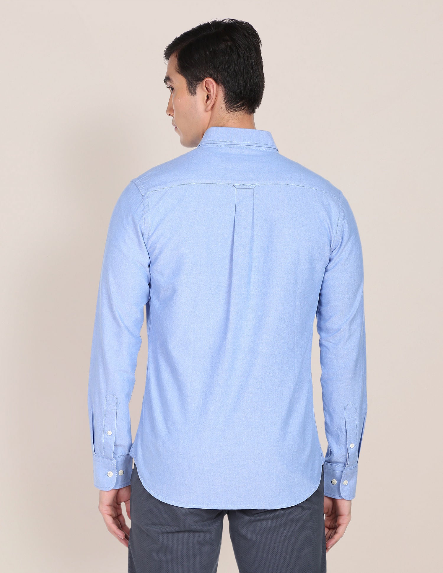 Men Blue Button-down Collar Solid Casual Shirt Light Blue - U.S. POLO ASSN. | Large