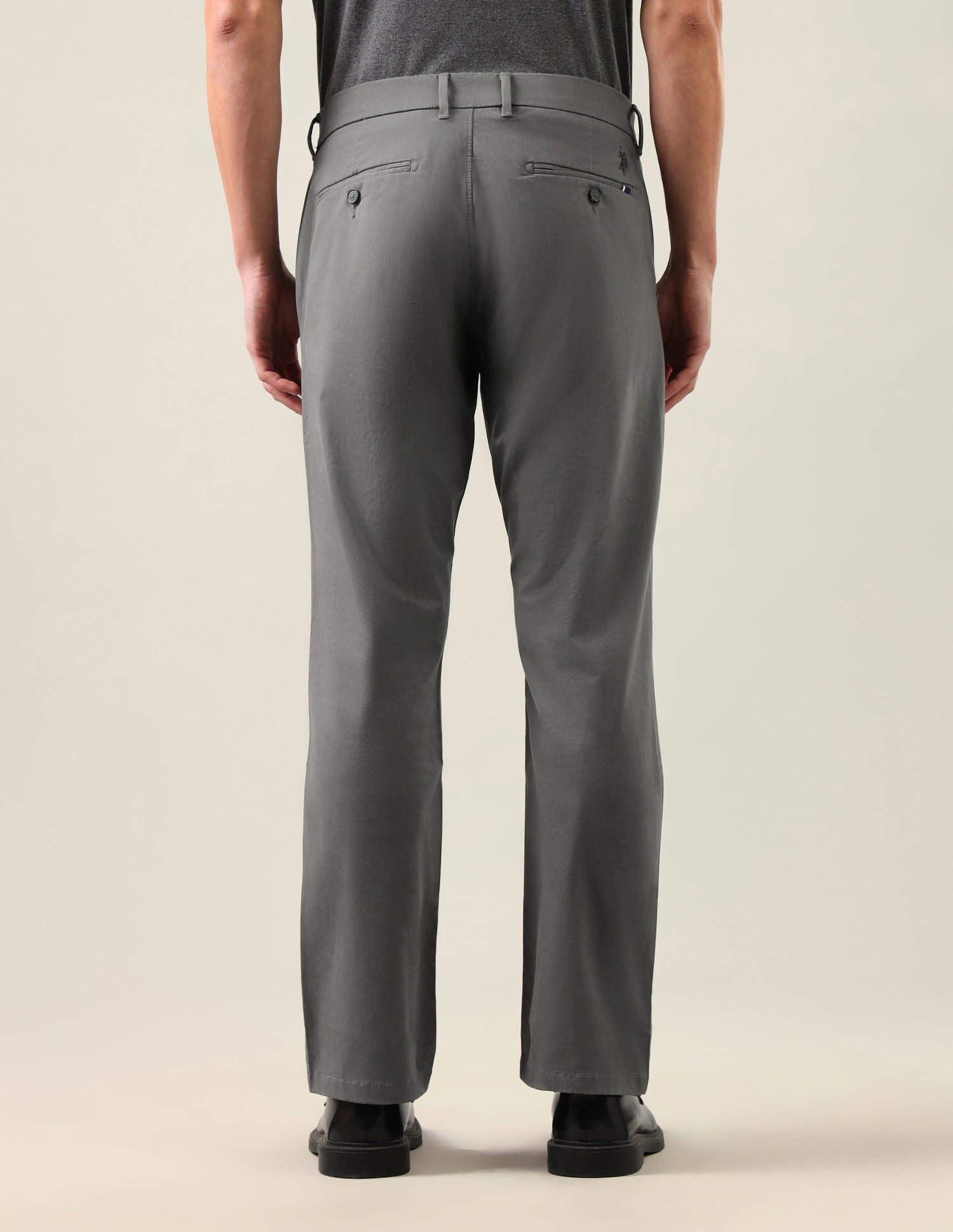 Riley Straight Fit Satin Trousers Grey - U.S. Polo Assn. India | Large