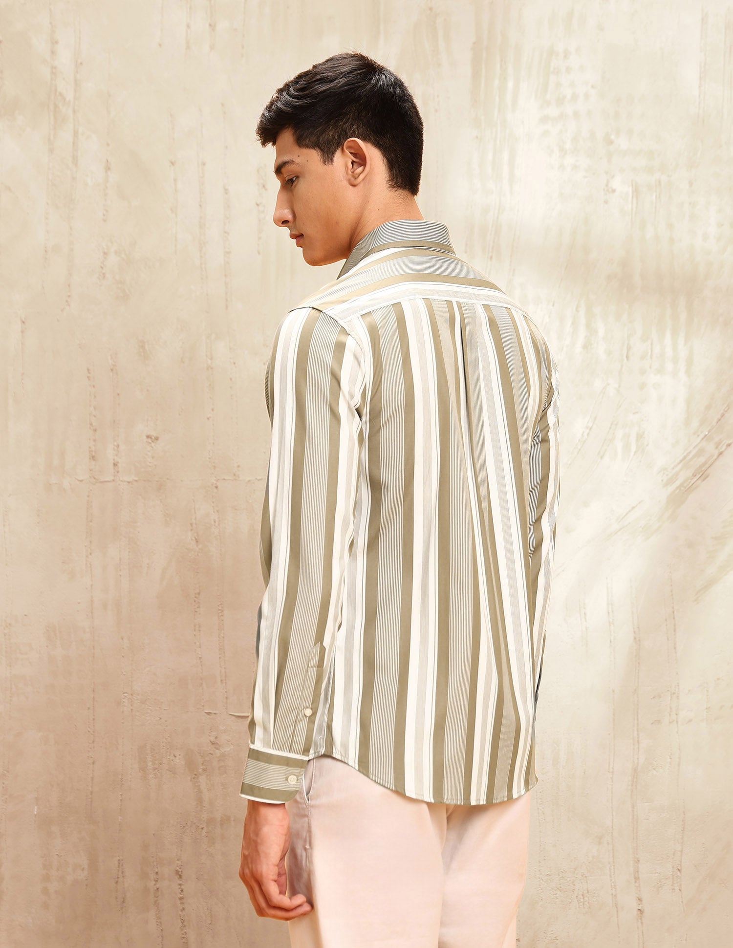 Poplin Vertical Striped Shirt Khaki - U.S. POLO ASSN. | Large