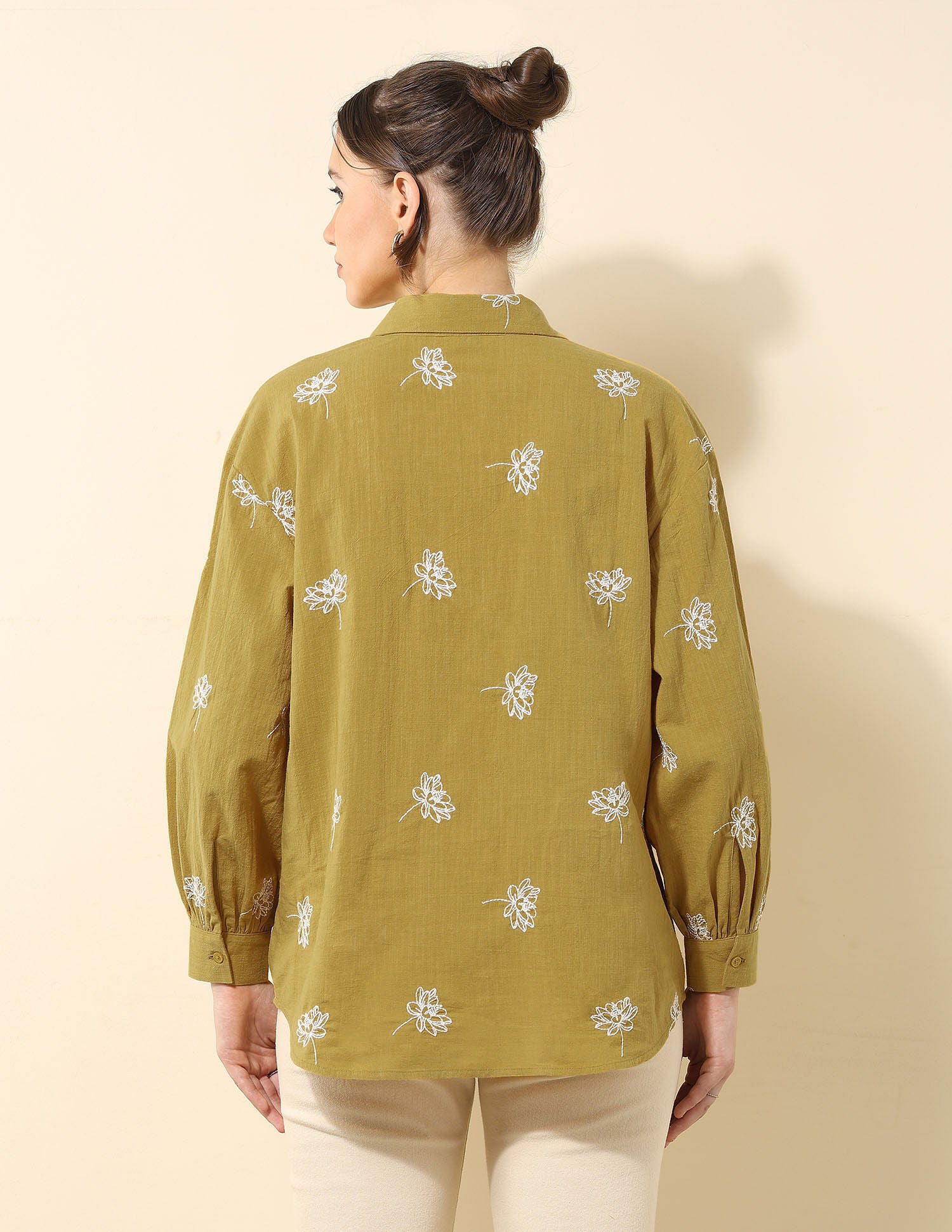 Floral Embroidered Dobby Shirt Mustard - U.S. Polo Assn. India | Large