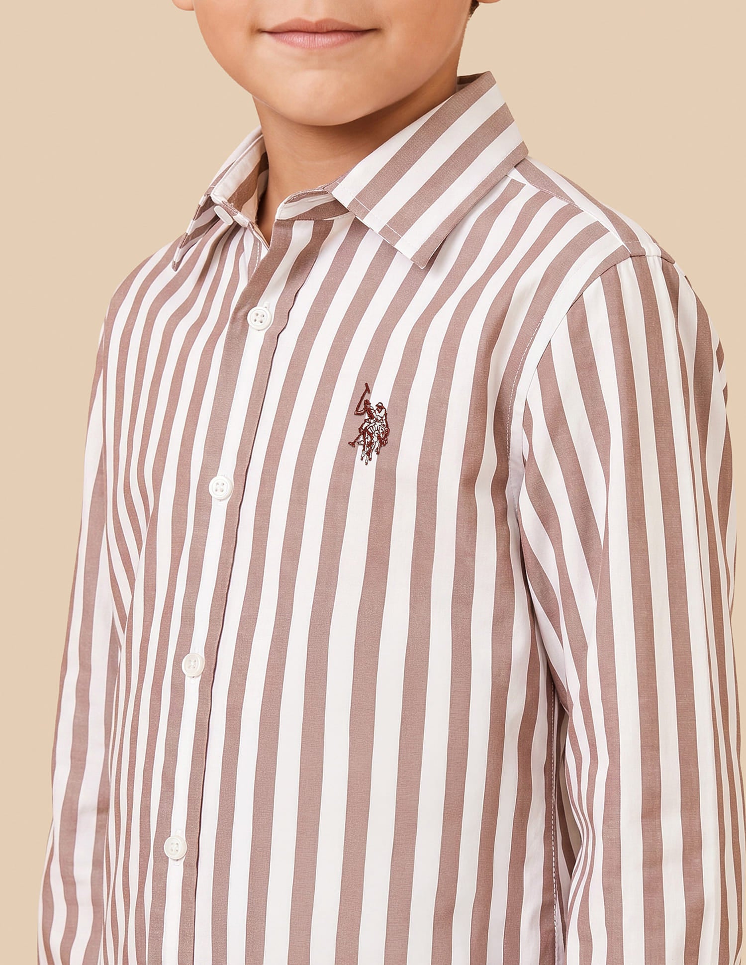 Vertical Striped Regular Fit Shirt Pink - U.S. Polo Assn. India | Large