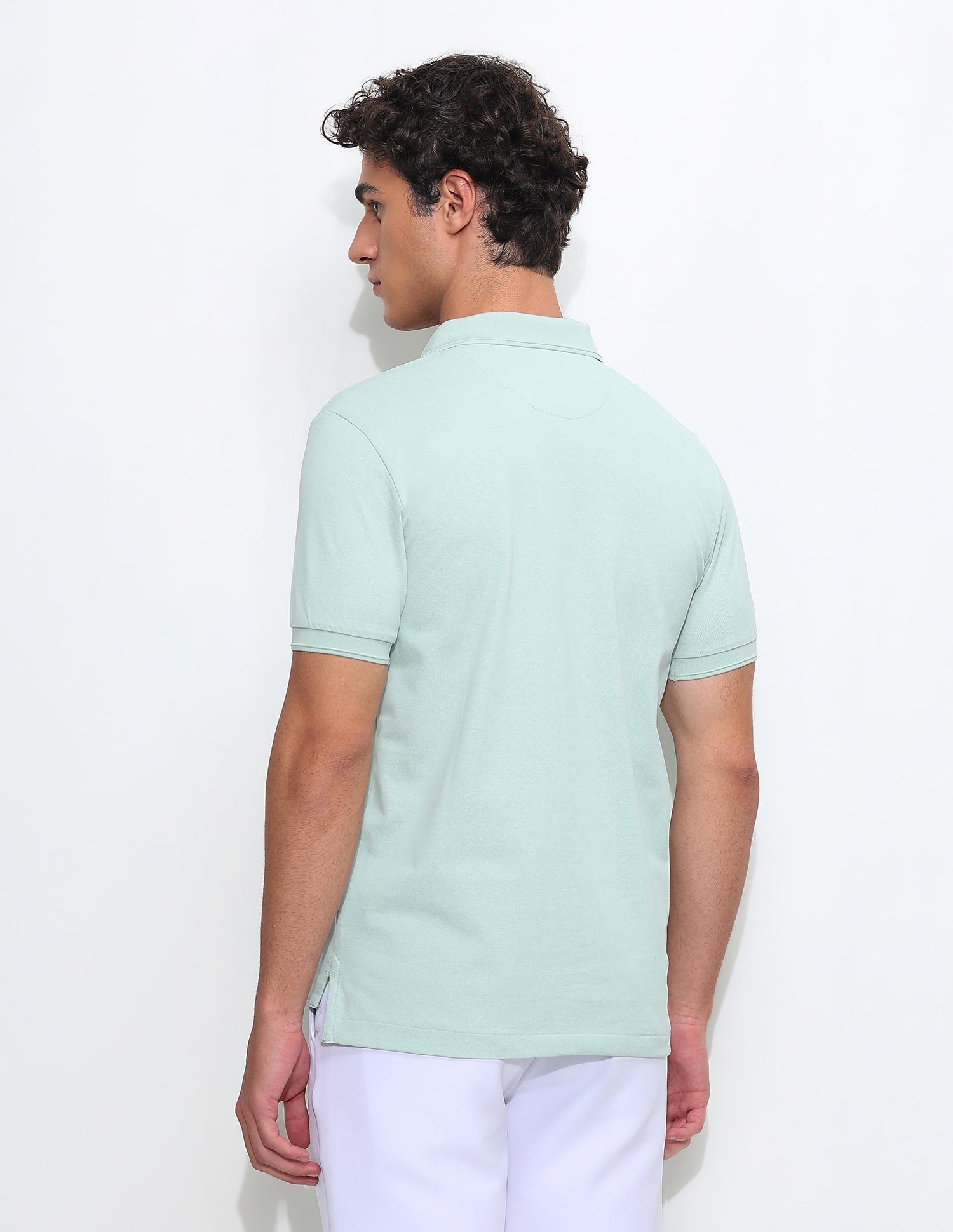 Solid Slim Fit Polo Shirt Light Green - U.S. Polo Assn. India | Large