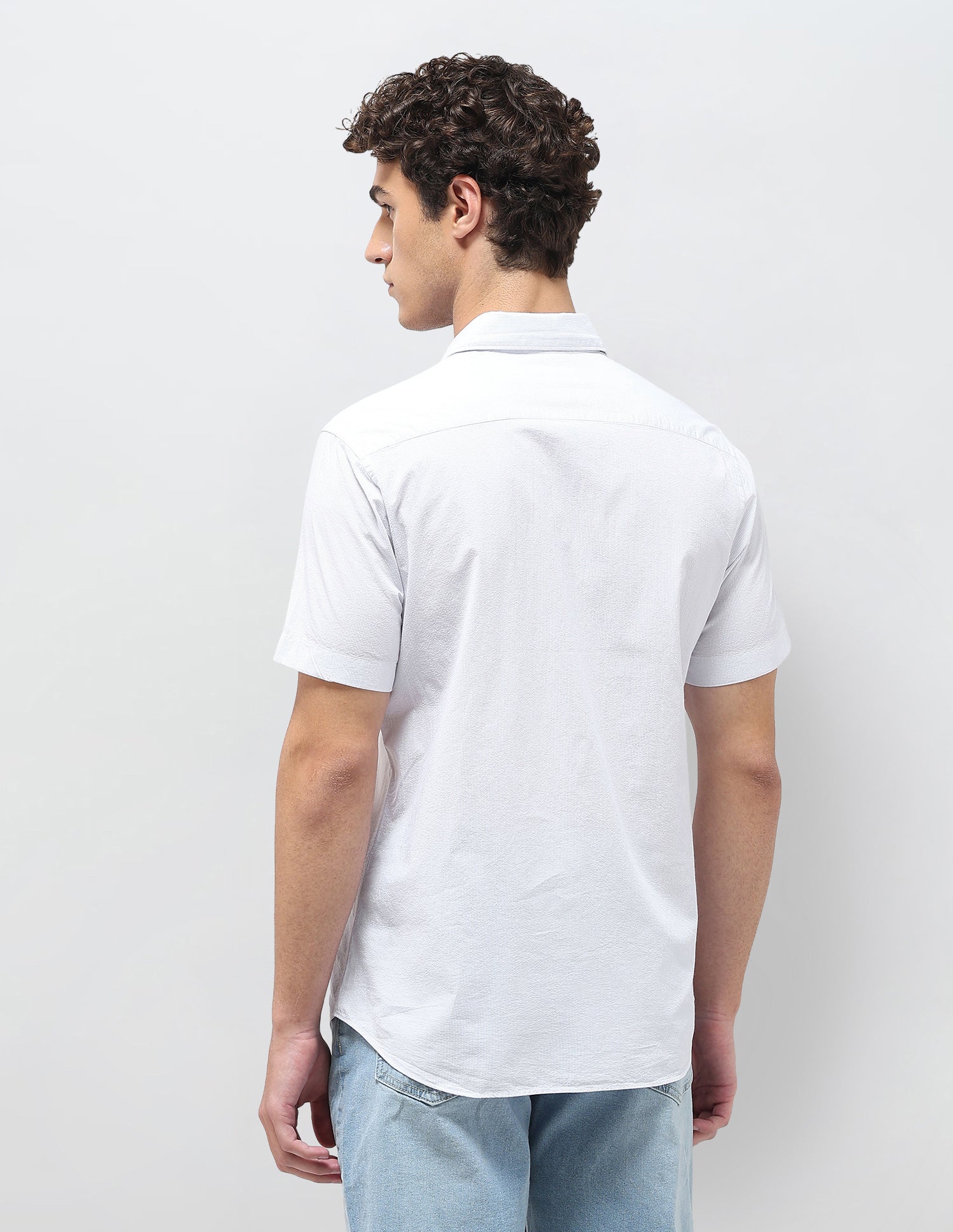 Pinstriped Seersucker Shirt Light Blue - U.S. Polo Assn. India | Large