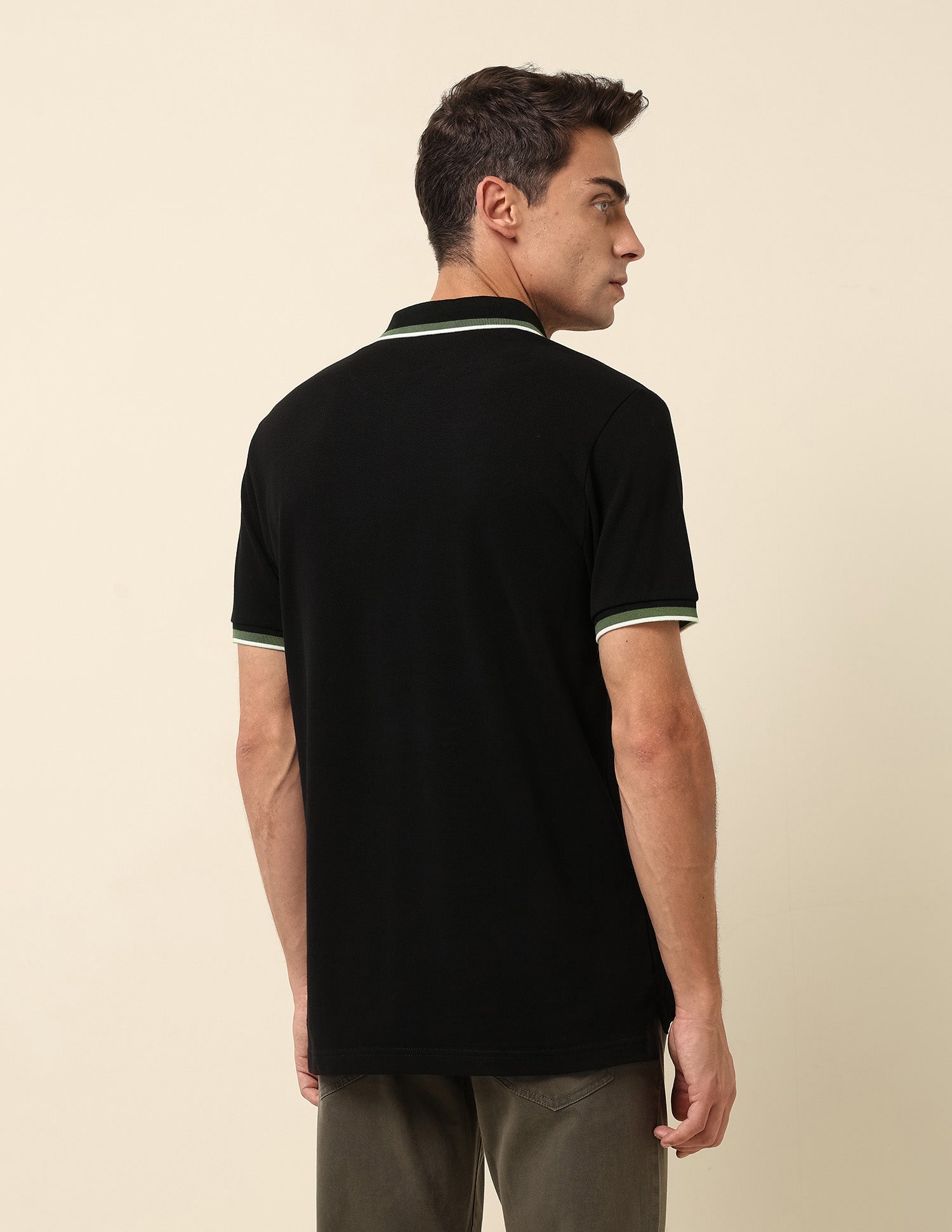 Slim Fit Solid Polo Shirt Black - U.S. Polo Assn. India | Large