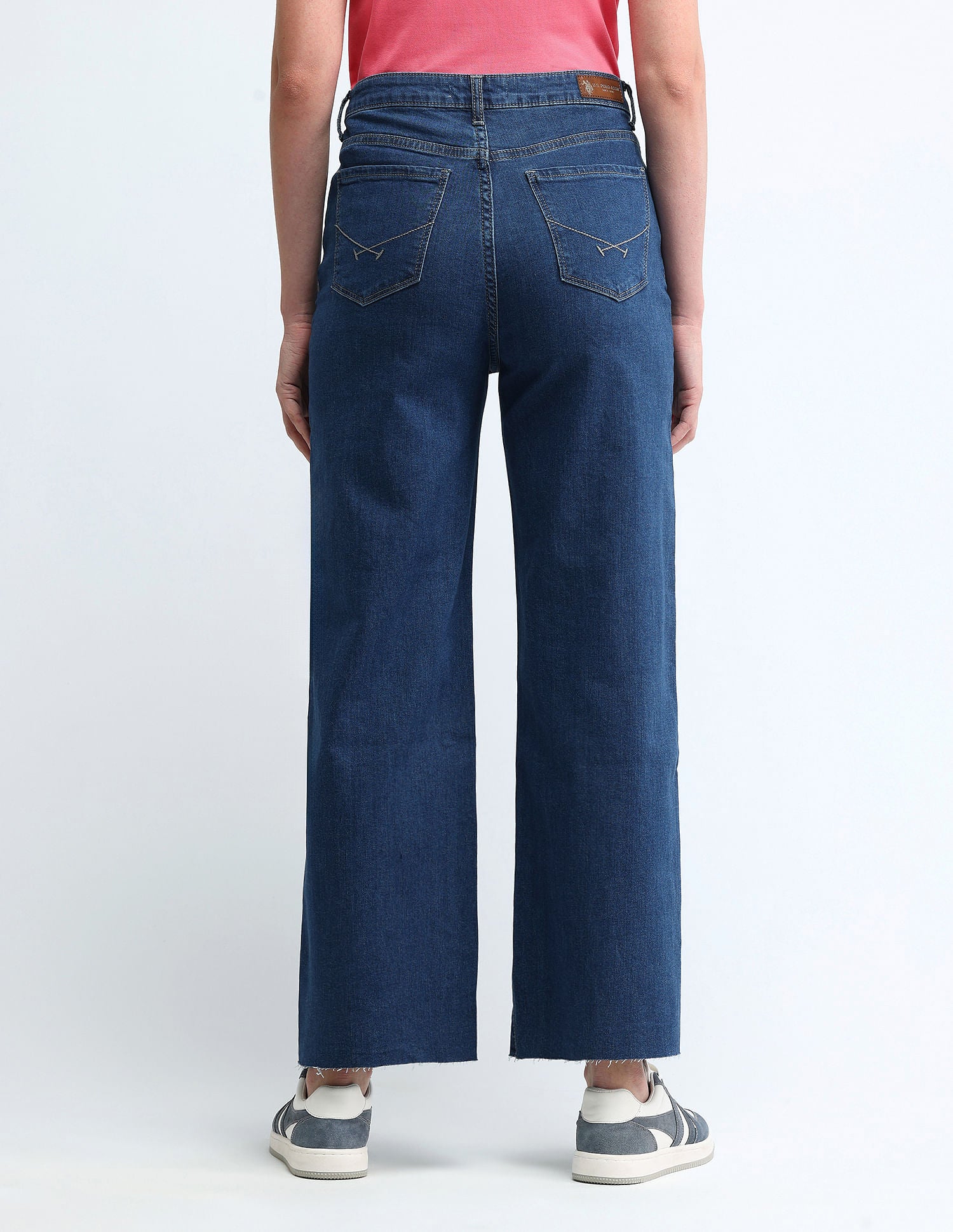 High Rise Wide Leg Jeans Blue - U.S. POLO ASSN. | Large