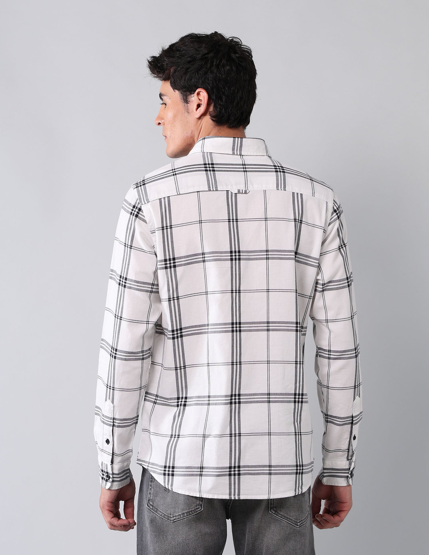 Grid Tattersall Checked Pure Cotton Shirt White - U.S. POLO ASSN. | Large