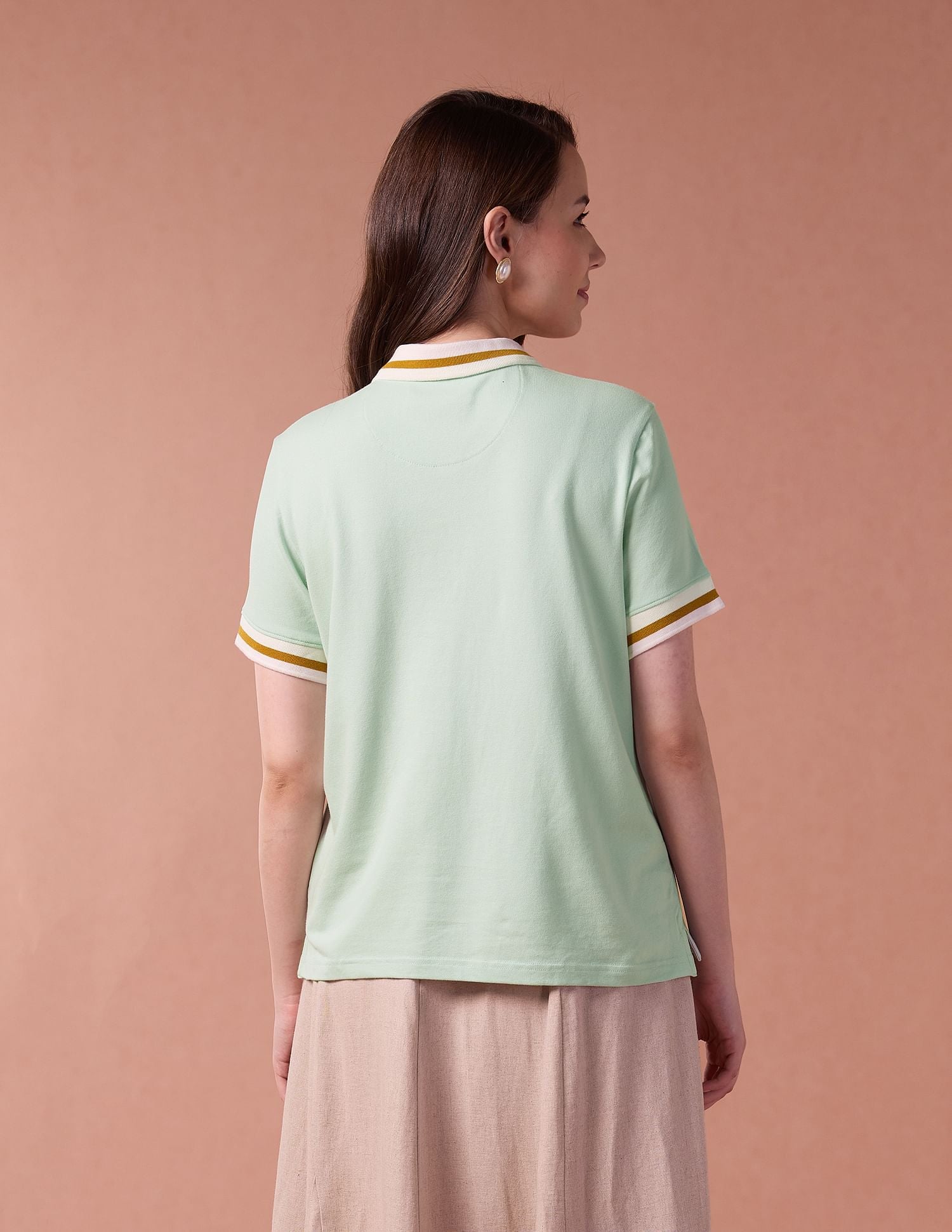 Contrast Collar Metallic Logo Polo Shirt Mint - U.S. POLO ASSN. | Large