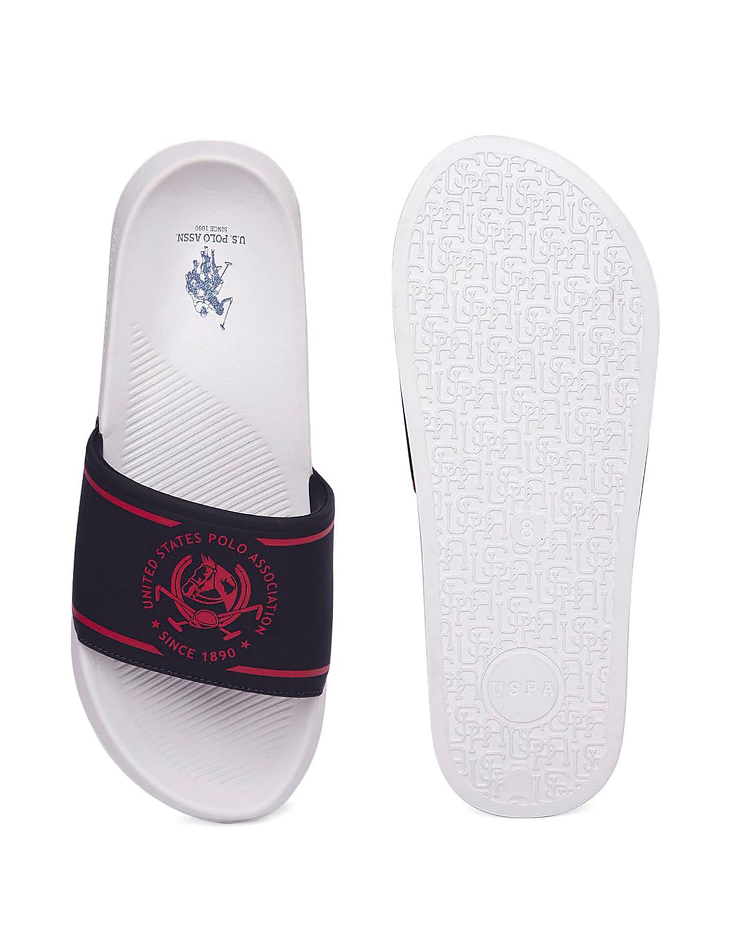 Men Brand Print Zane 4.0 Slides Blue - U.S. Polo Assn. India | Large