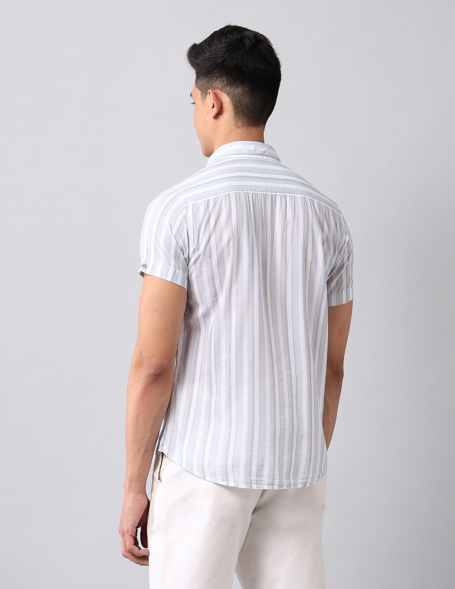 Vertical Striped Regular Fit Shirt Beige - U.S. Polo Assn. India | Large