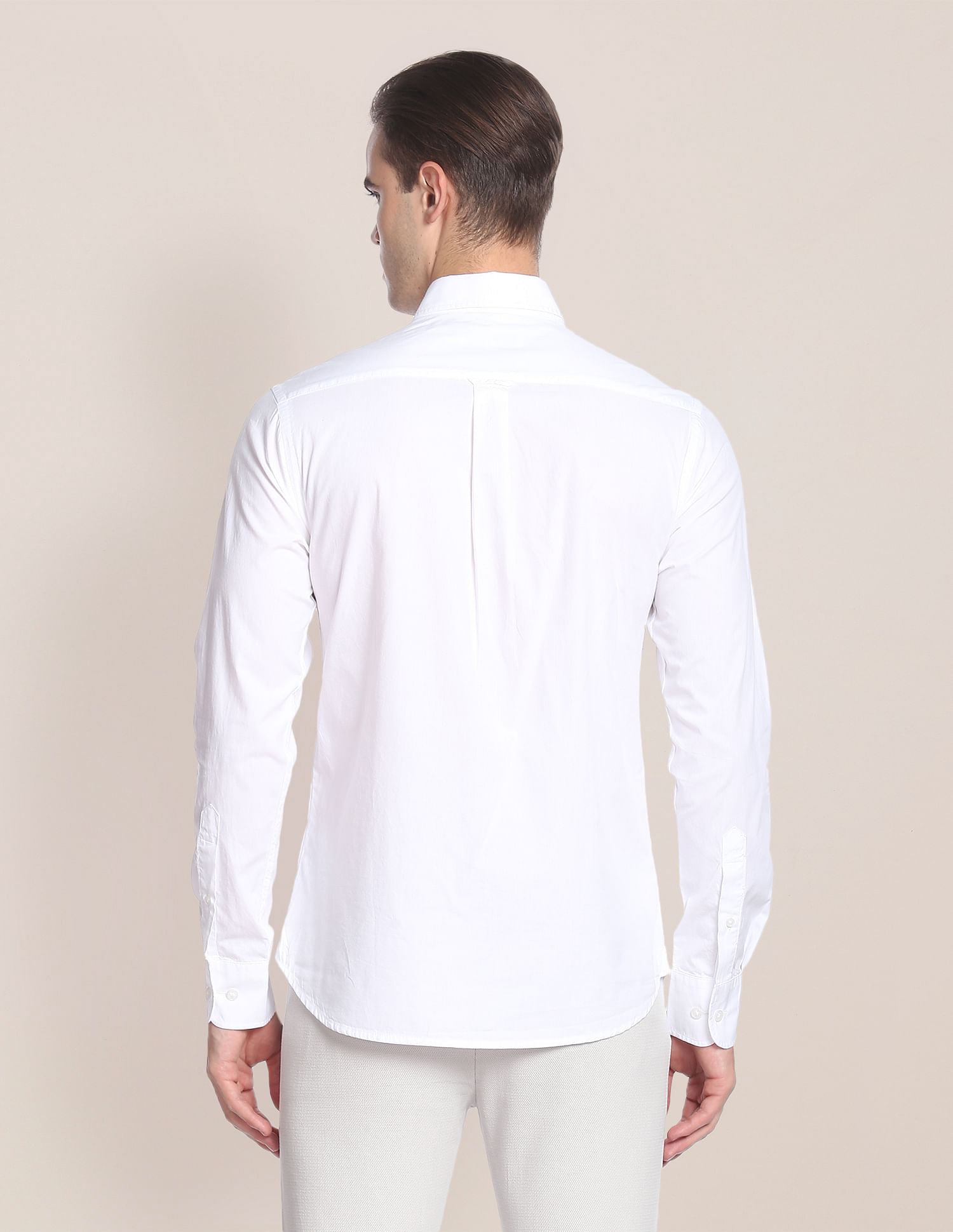 Signature Engineered Stripe Space Dyed Shirt White - U.S. Polo Assn. India | Large