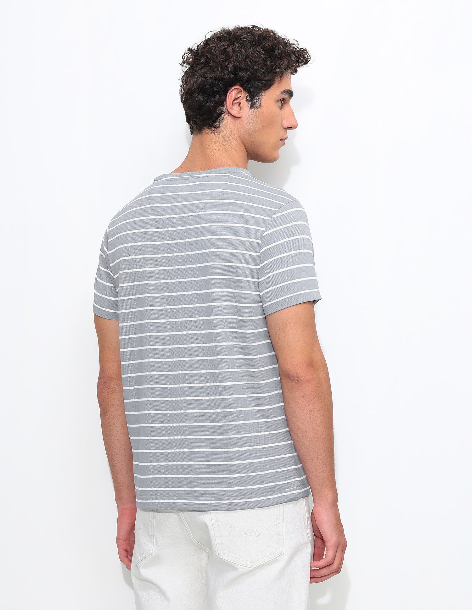Horizontal Striped Slim Fit T-Shirt Grey - U.S. Polo Assn. India | Large