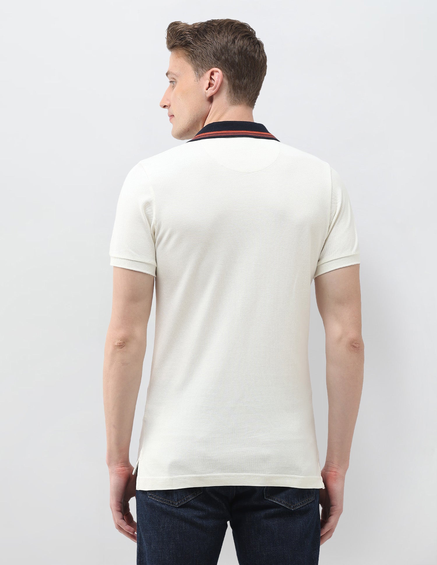 Solid Slim Fit Polo Shirt Off White - U.S. Polo Assn. India | Large