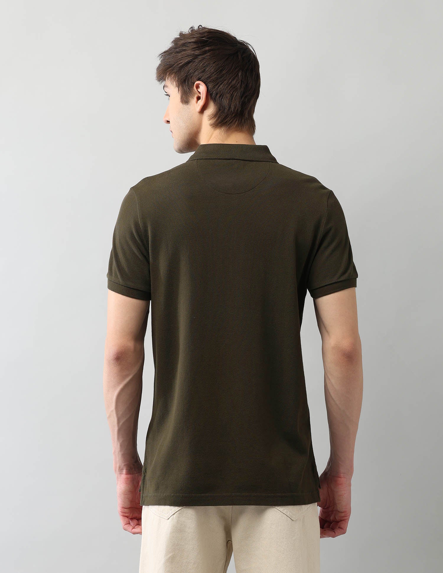 Muscle Fit Brand Printed Polo Shirt Olive - U.S. Polo Assn. India | Large