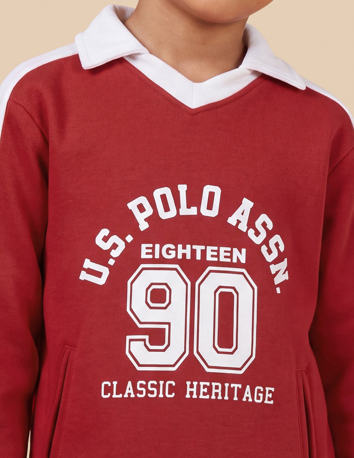 Brand Printed Regular Fit Sweatshirt Red - U.S. Polo Assn. India | Large