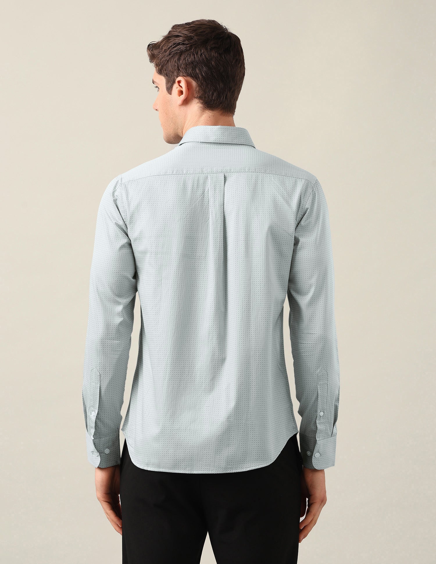 Geometric Printed Satin Shirt Light Grey - U.S. Polo Assn. India | Large