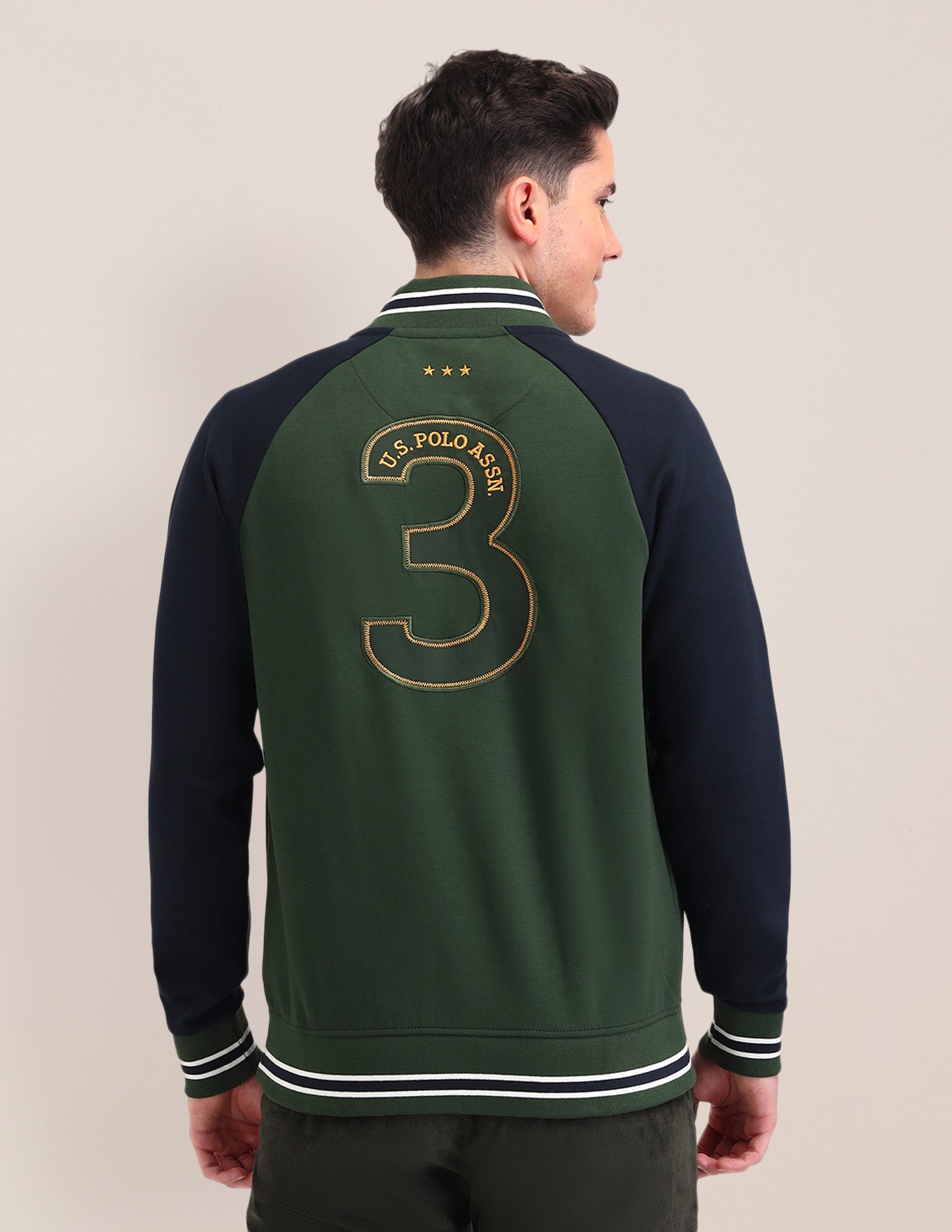 Colour Blocked Regular Fit Sweatshirt Olive - U.S. POLO ASSN. | Large