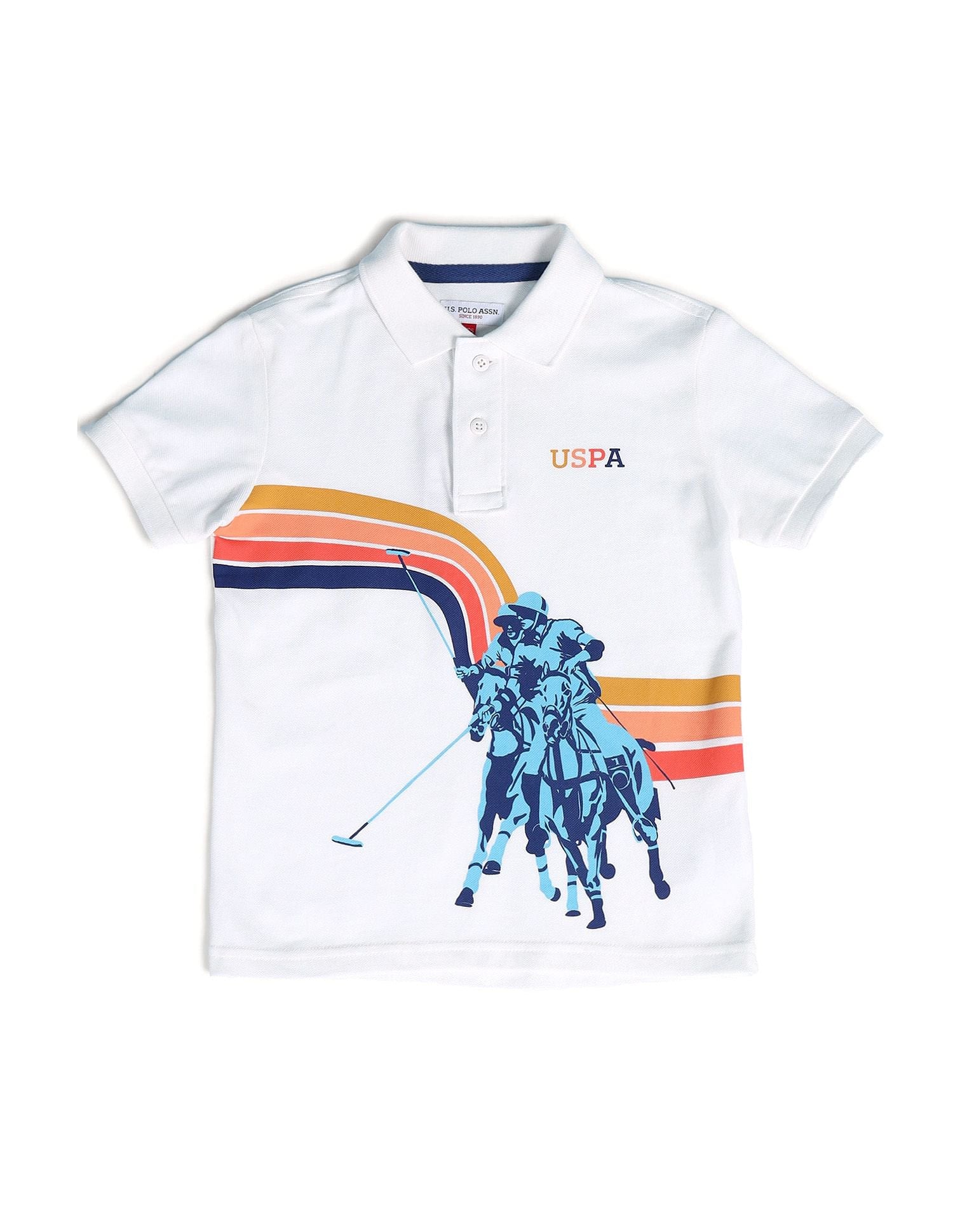Boys Brand Printed Polo Shirt White - U.S. POLO ASSN. | Large