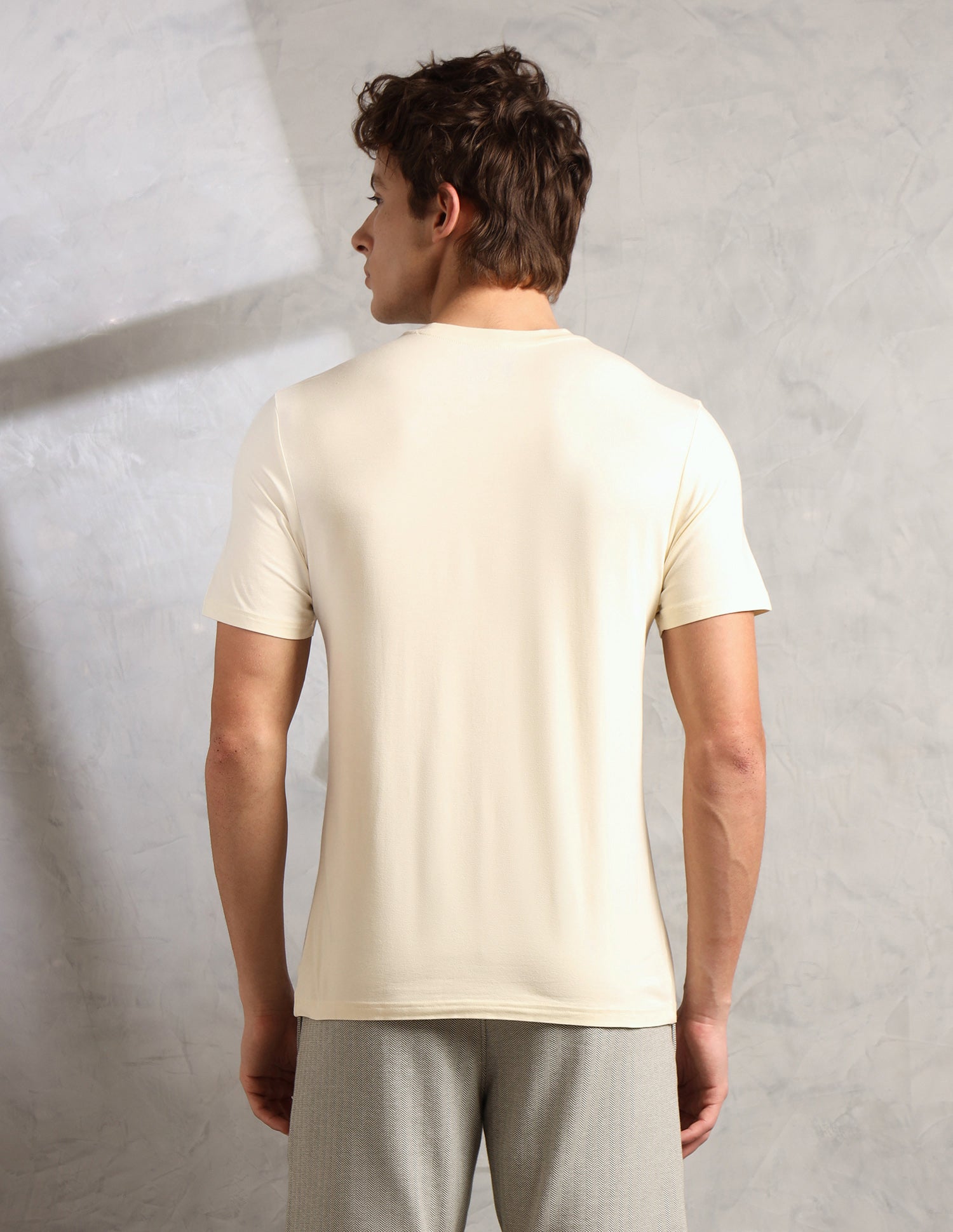 Round Neck Comfort Fit PE007-PL Lounge T-Shirt - Pack Of 1 Vanilla Ice - U.S. Polo Assn. India | Large