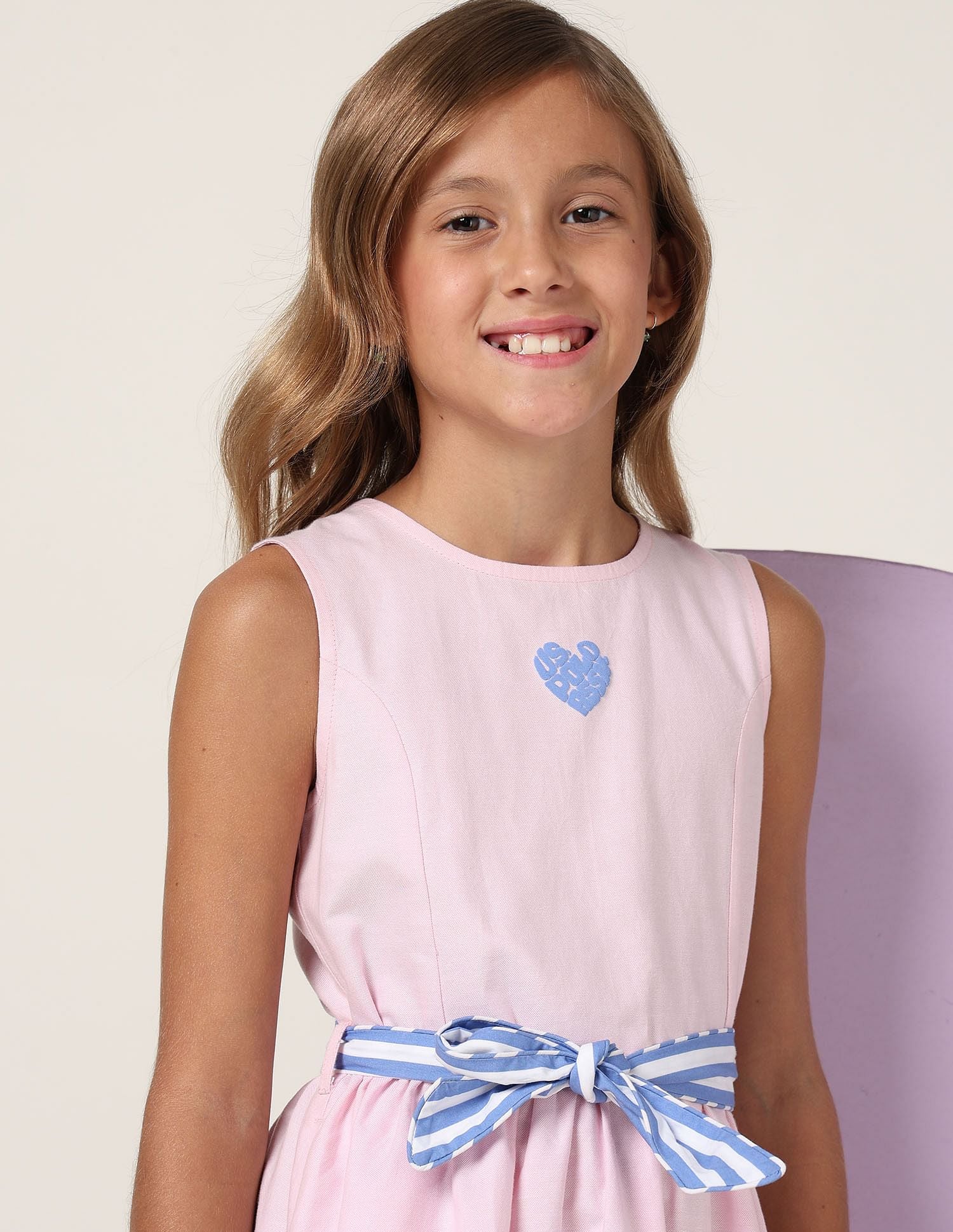 Girls Belted Fit And Flare Dress Pink - U.S. POLO ASSN. | Large