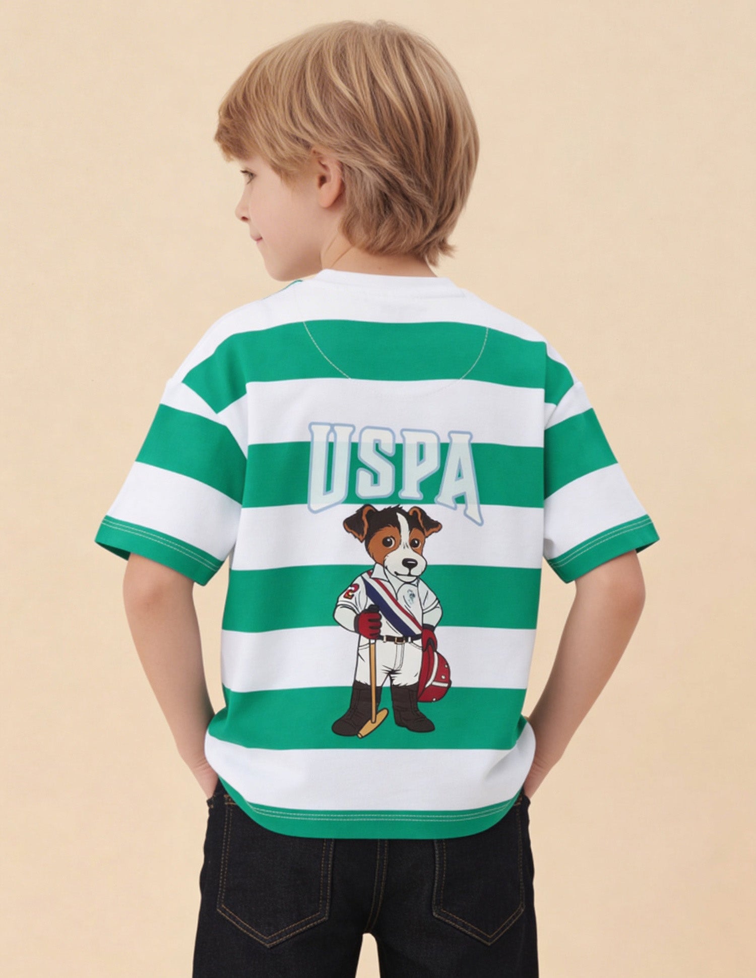 Horizontal Striped Oversized Fit T-Shirt Green - U.S. Polo Assn. India | Large