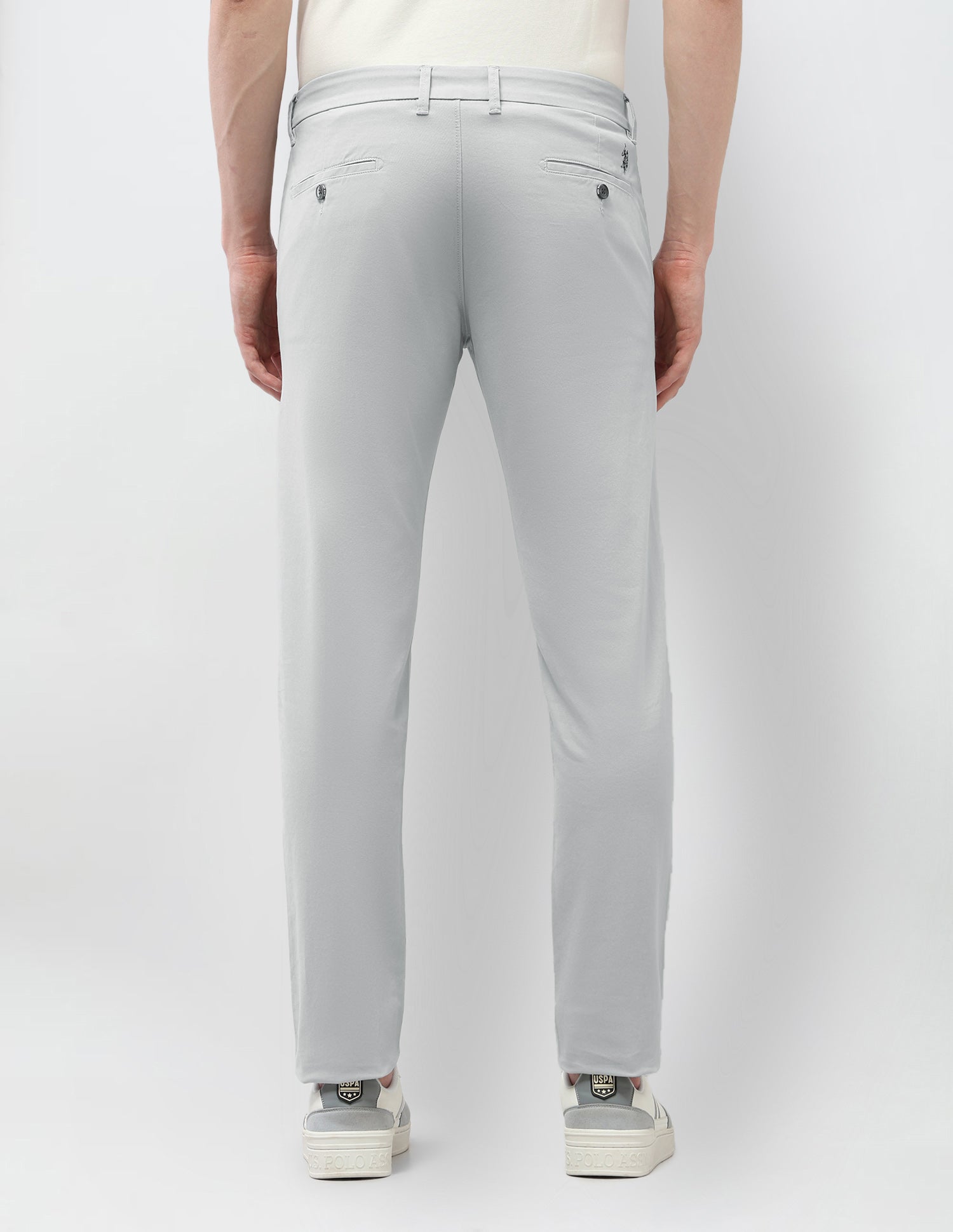 Denver Slim Fit Satin Trousers Light Grey - U.S. Polo Assn. India | Large