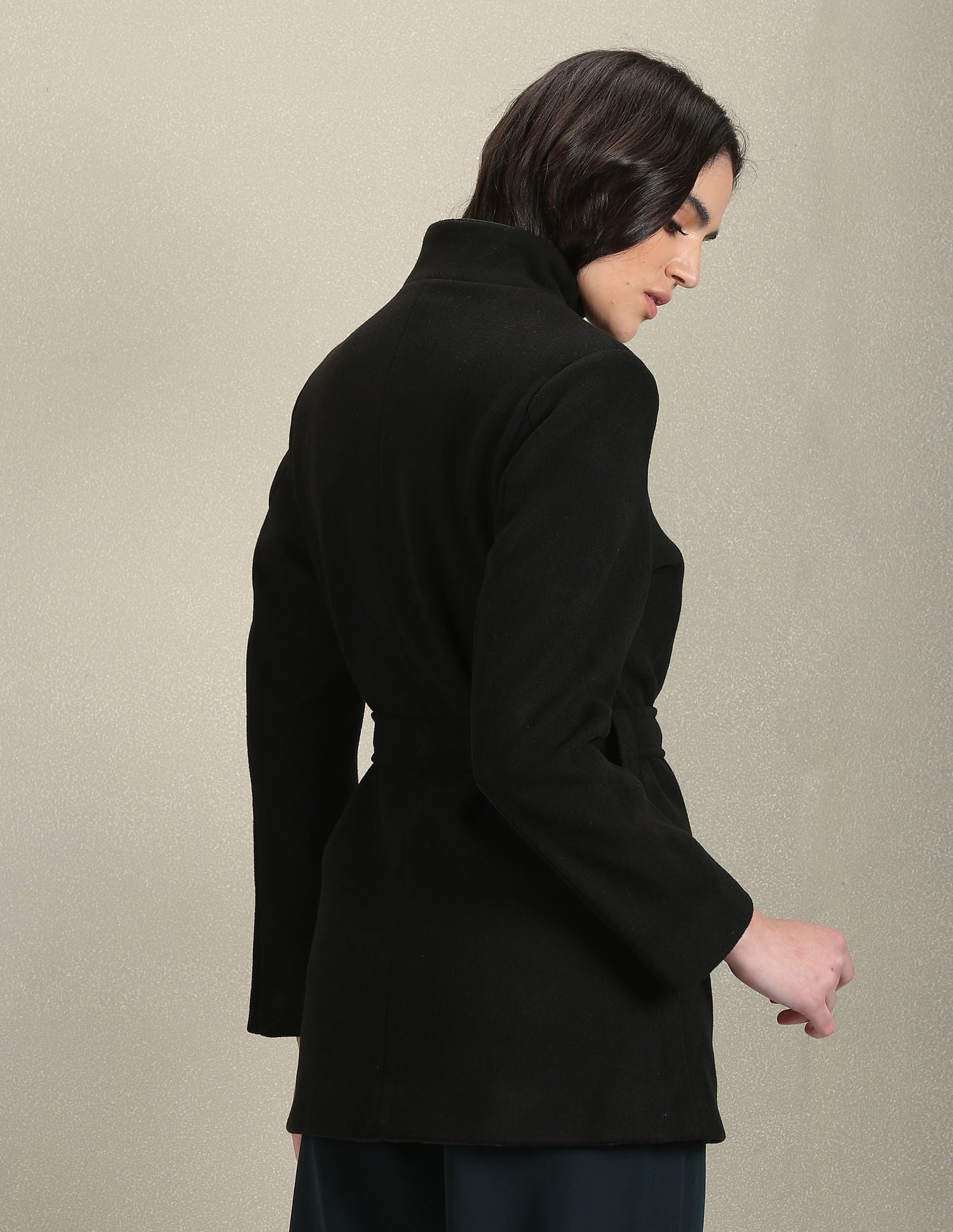 Belted Solid Jacket Black - U.S. Polo Assn. India | Large