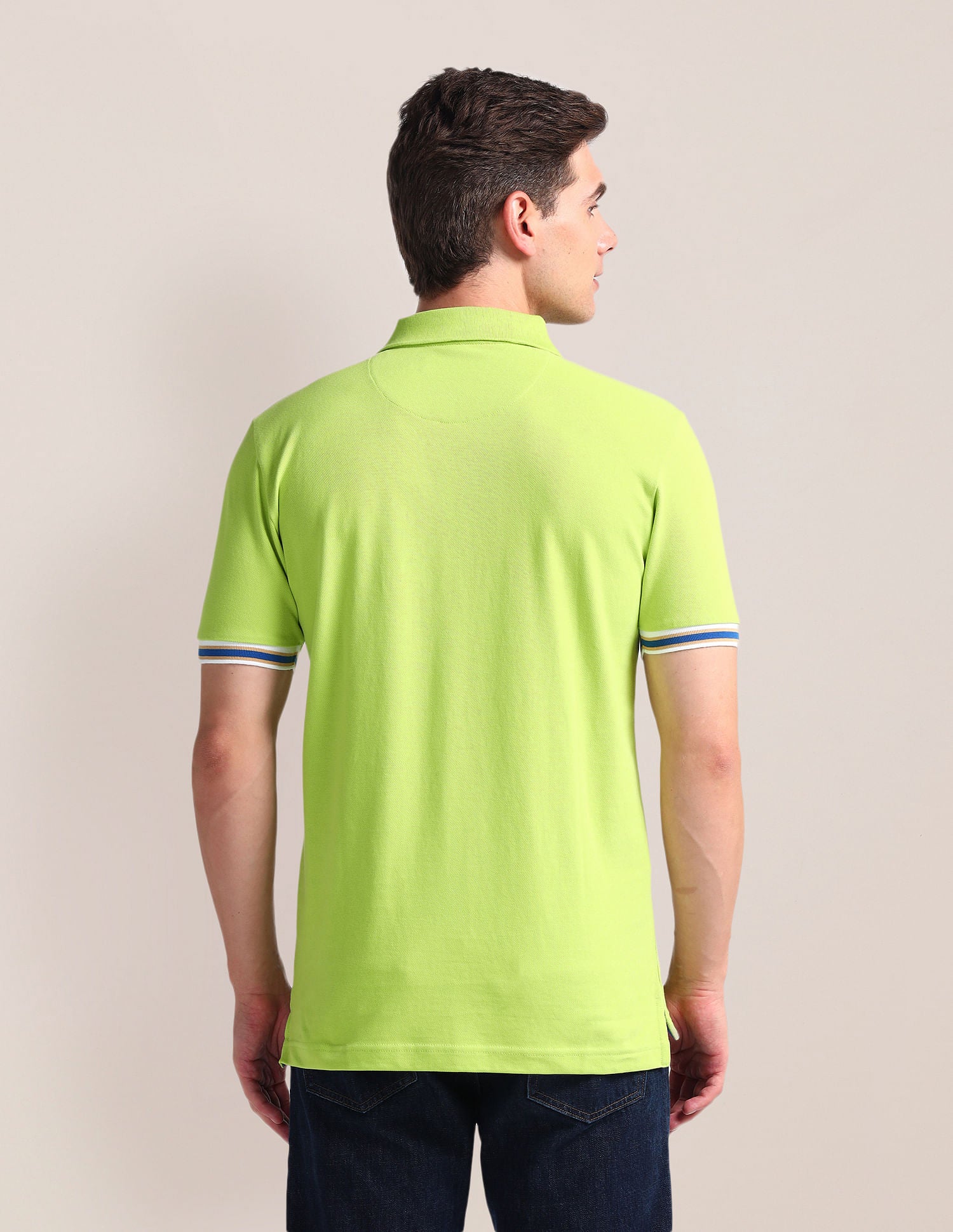 Tipped Sleeve Hem Slim Polo Shirt Light Green - U.S. Polo Assn. India | Large
