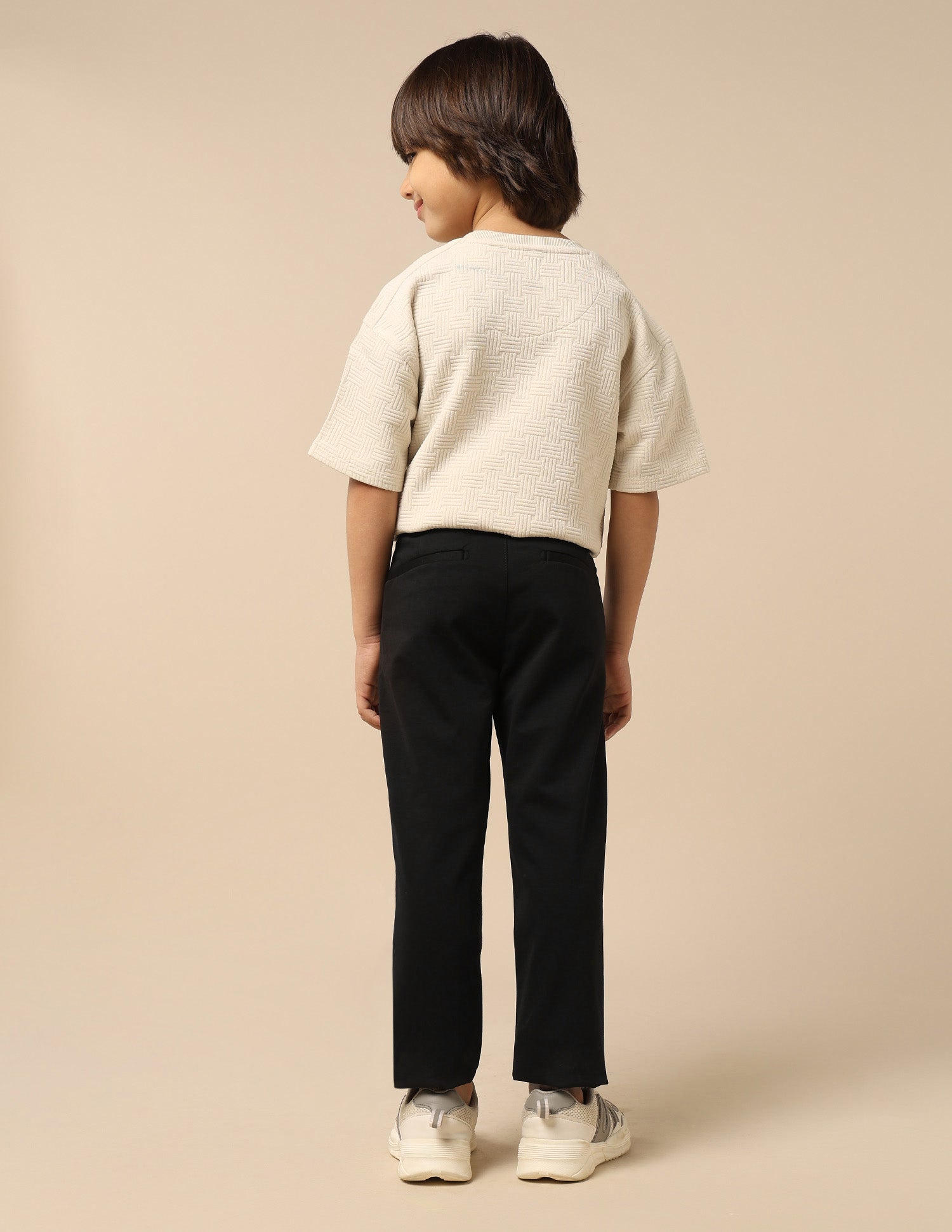 Boys Solid Slim Fit Trousers Black - U.S. POLO ASSN. | Large