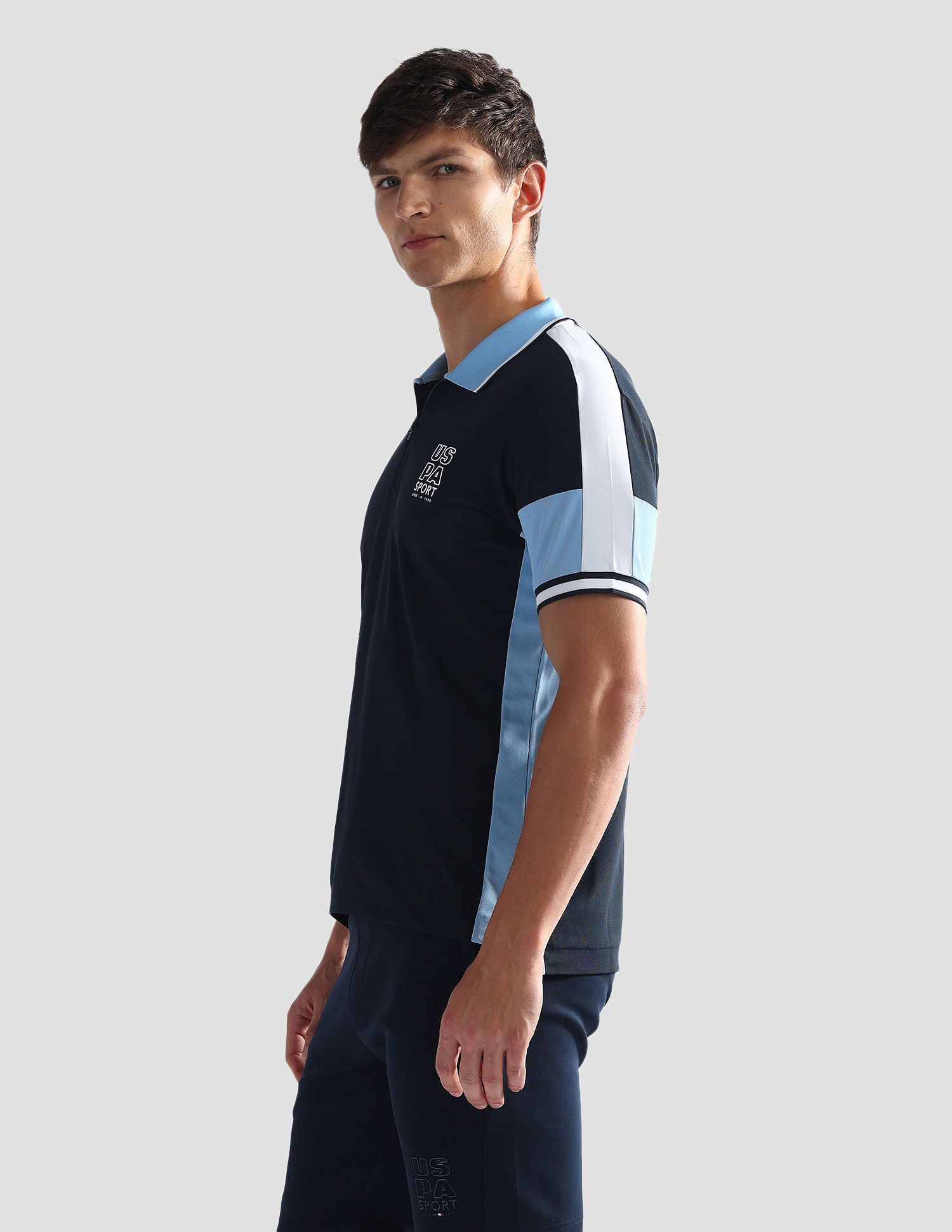 Colour Block Slim Polo Shirt Navy - U.S. Polo Assn. India | Large