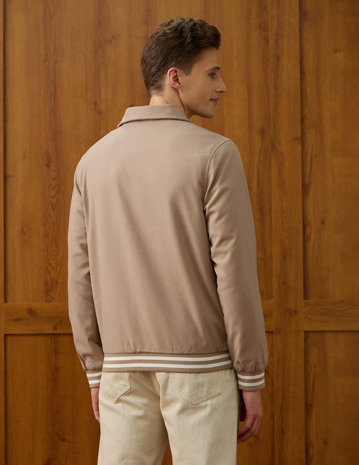 Equestrian Aisle Theater Regular Fit Varsity Jacket Khaki - U.S. POLO ASSN. | Large