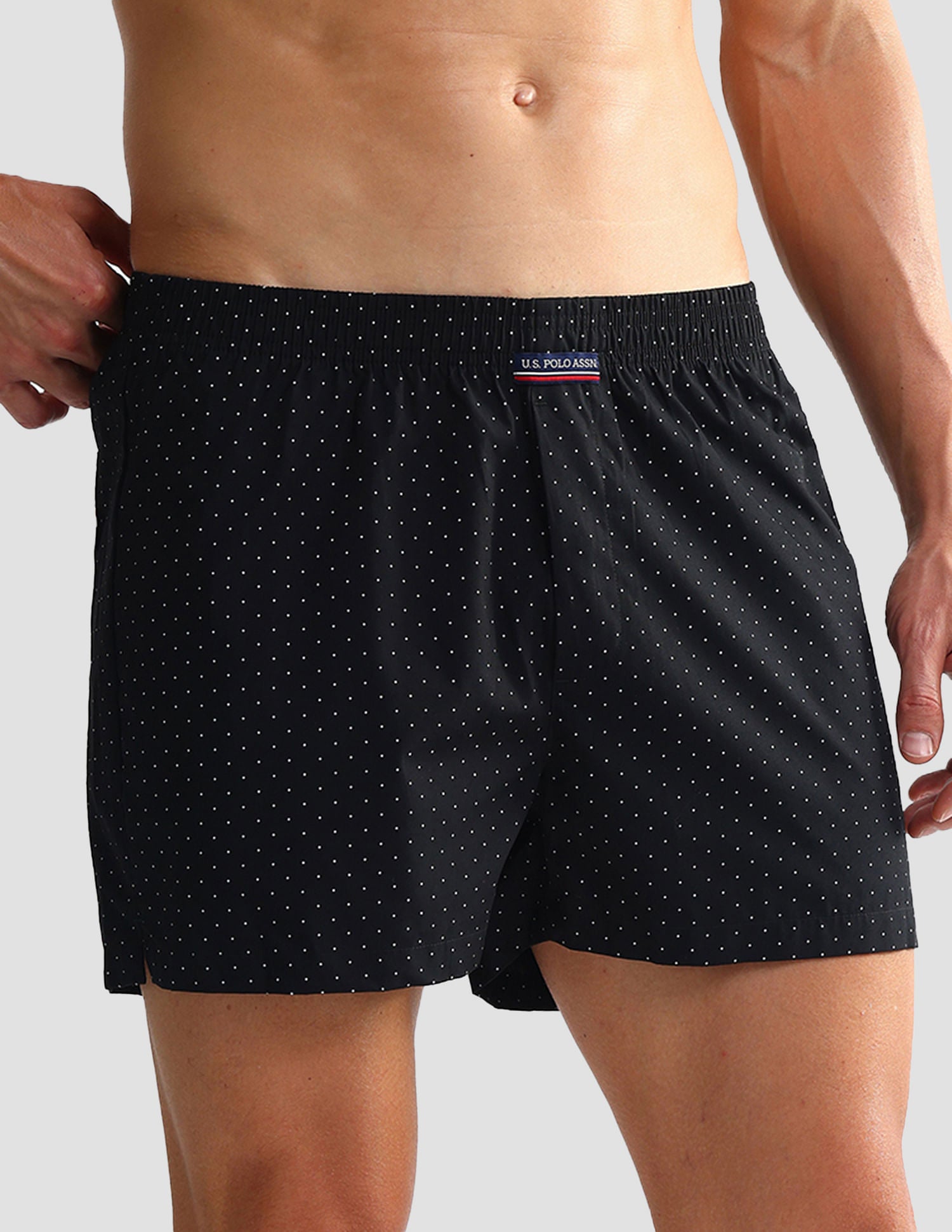 Mid Rise Solid OEX05 Shorts - Pack Of 2 Polka Dot Black And Black - U.S. POLO ASSN. | Large