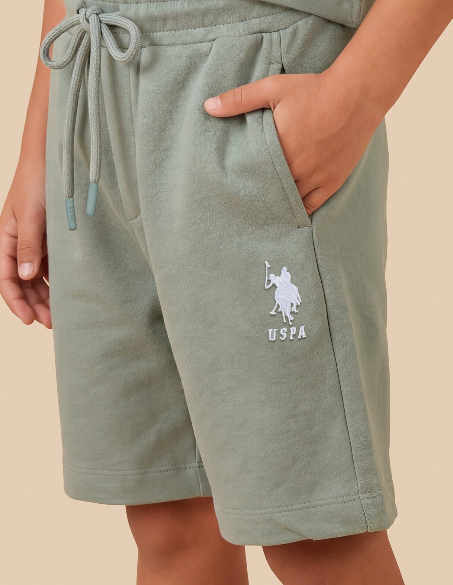 Solid Regular Fit Shorts Green - U.S. Polo Assn. India | Large