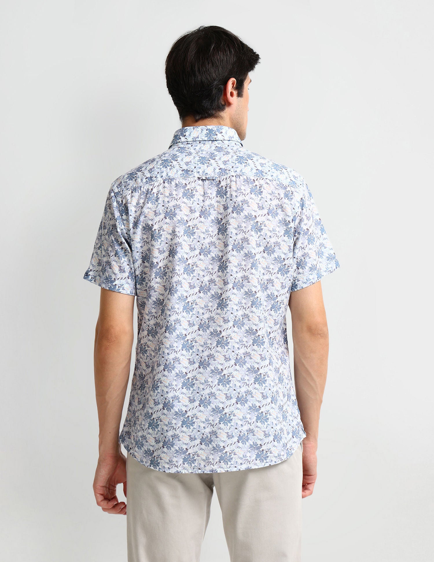 Floral Print Slim Fit Shirt Grey - U.S. Polo Assn. India | Large