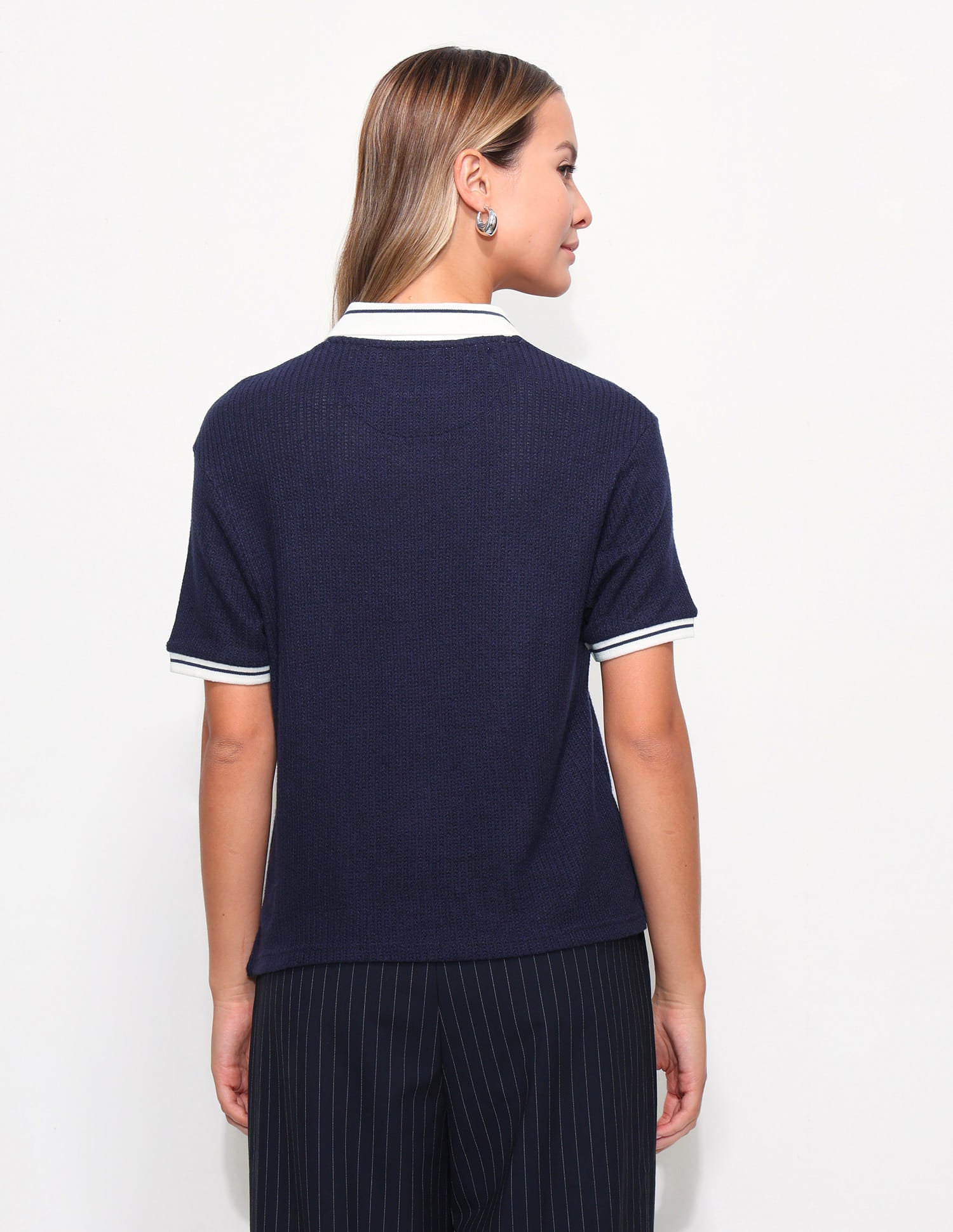 Relaxed Fit Textured Polo Shirt Blue - U.S. Polo Assn. India | Large